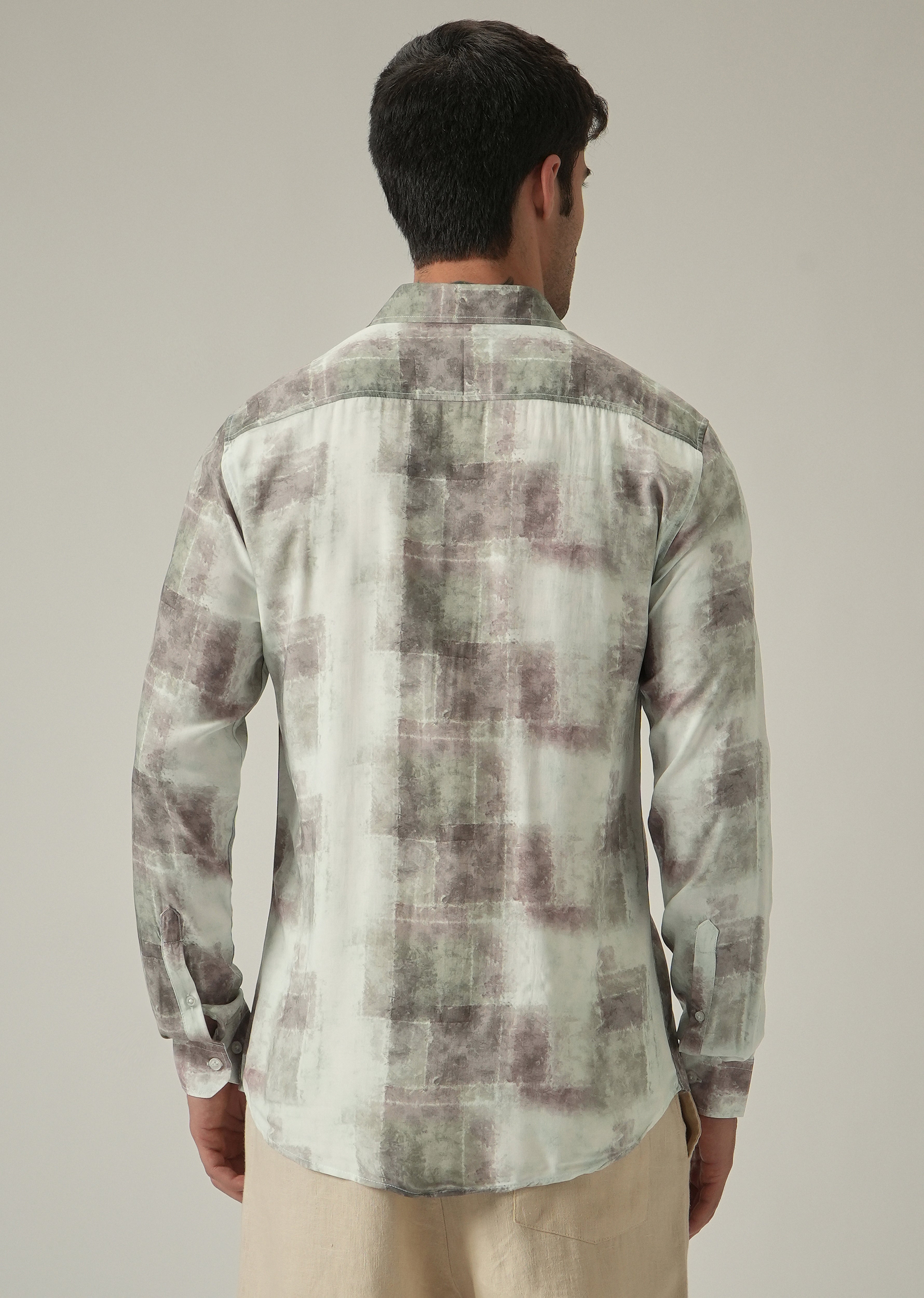 Cream Washed Print Shirt