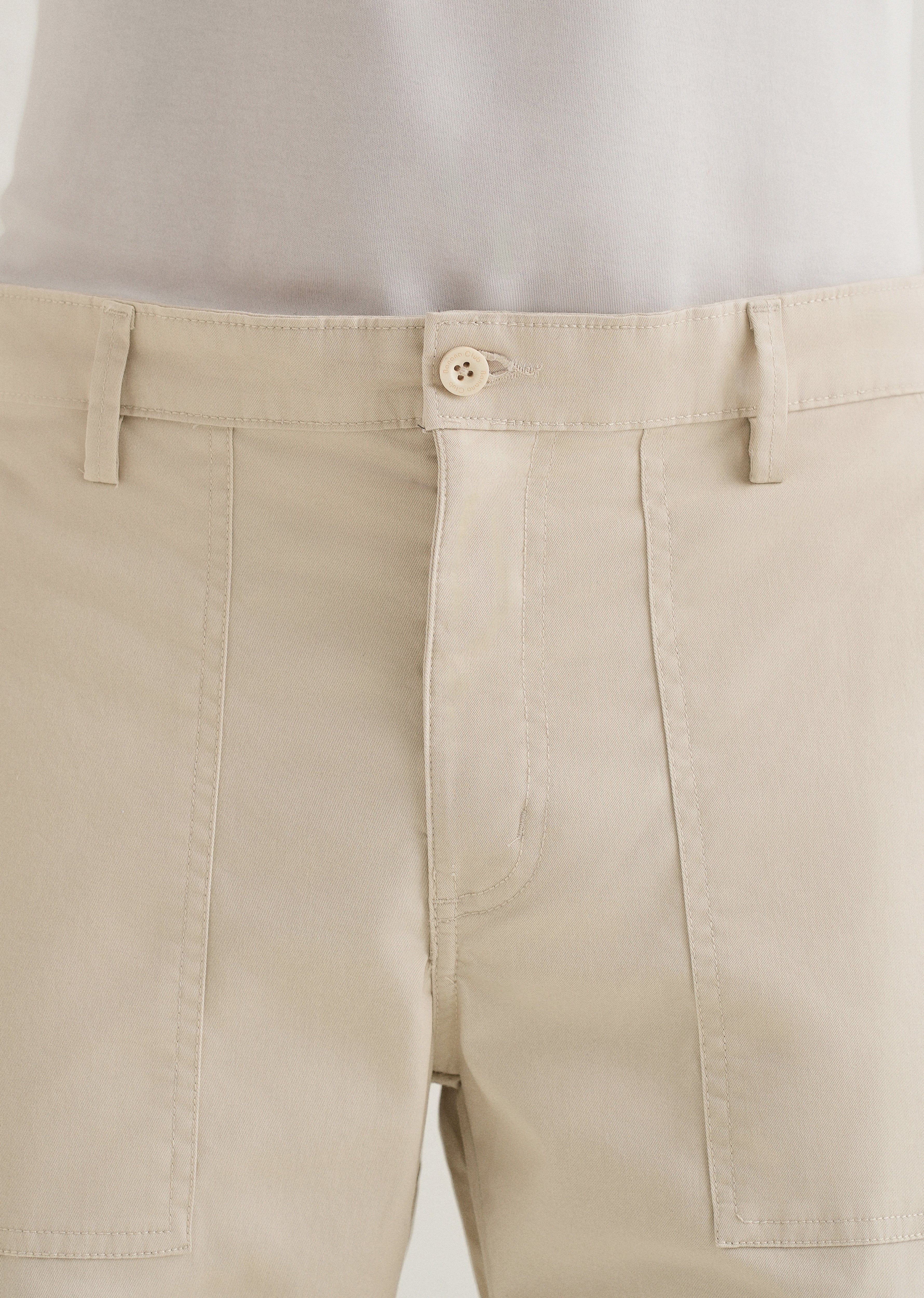 Cream Zipper Cargo Pant