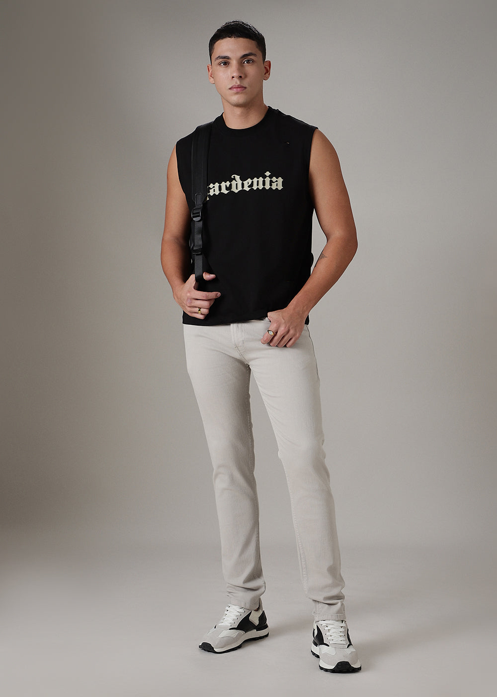 Cream Brown Slim Fit Denim