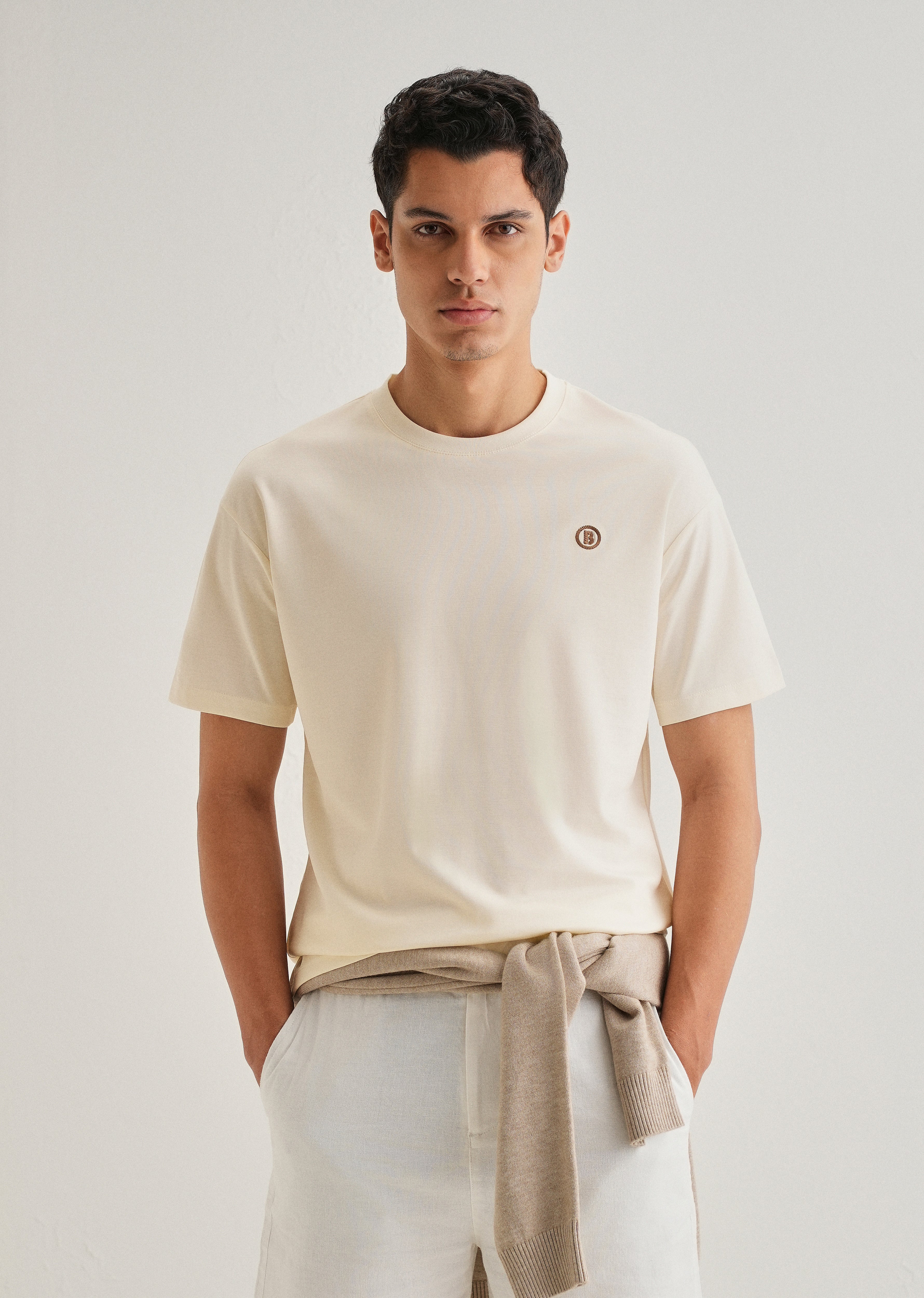 Cream Crew Neck T-shirt