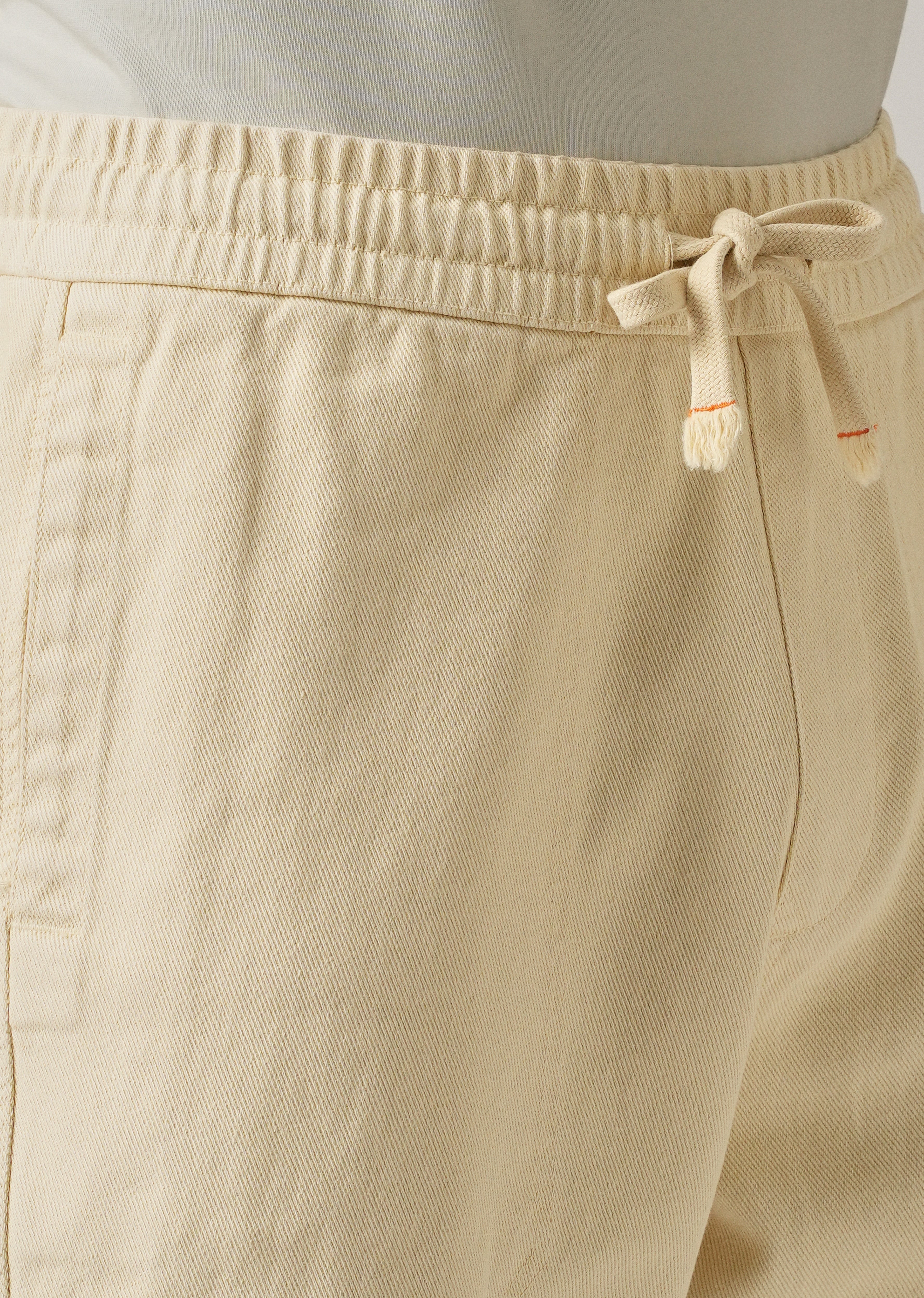 Cream Drawstring Drill Denim