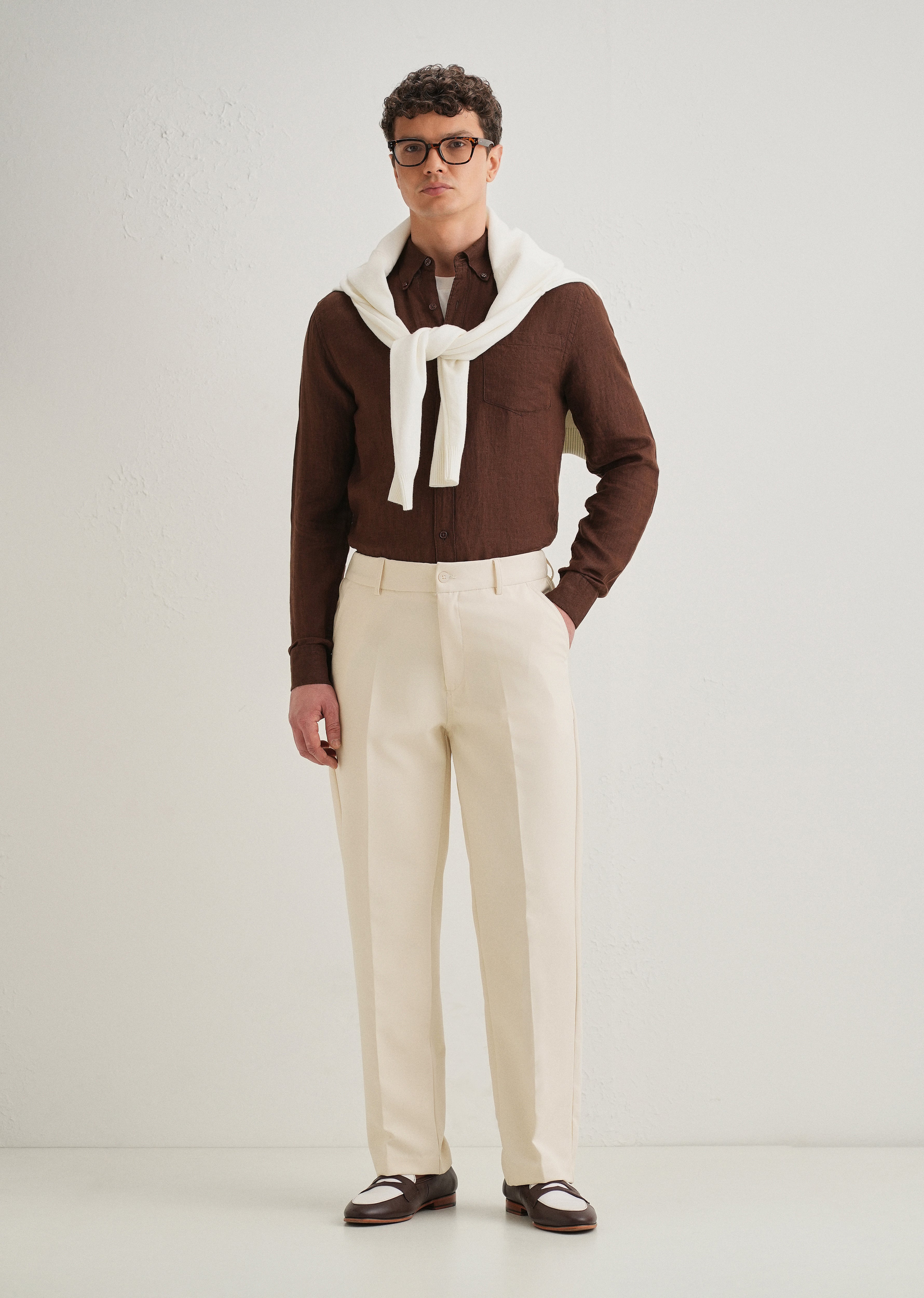 Cream Relaxed Fit Trousers