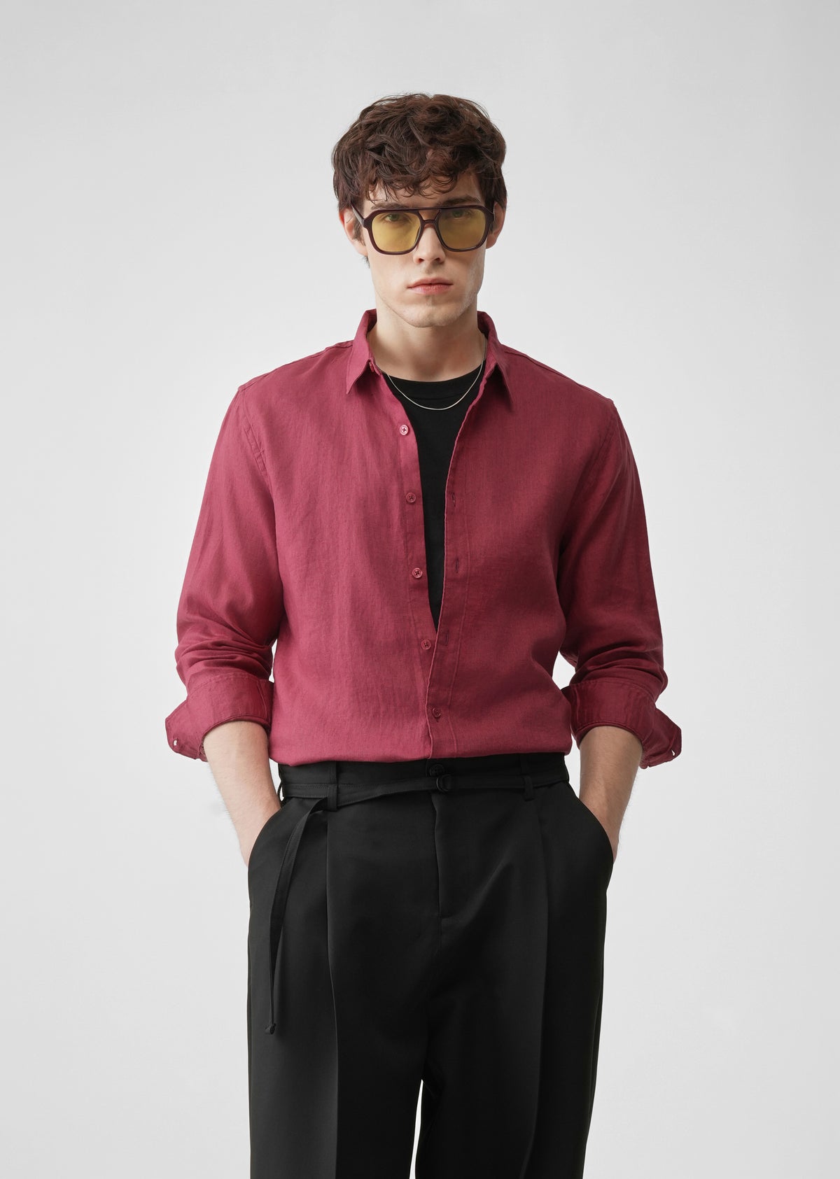 Crimson 100% Pure Linen Shirt