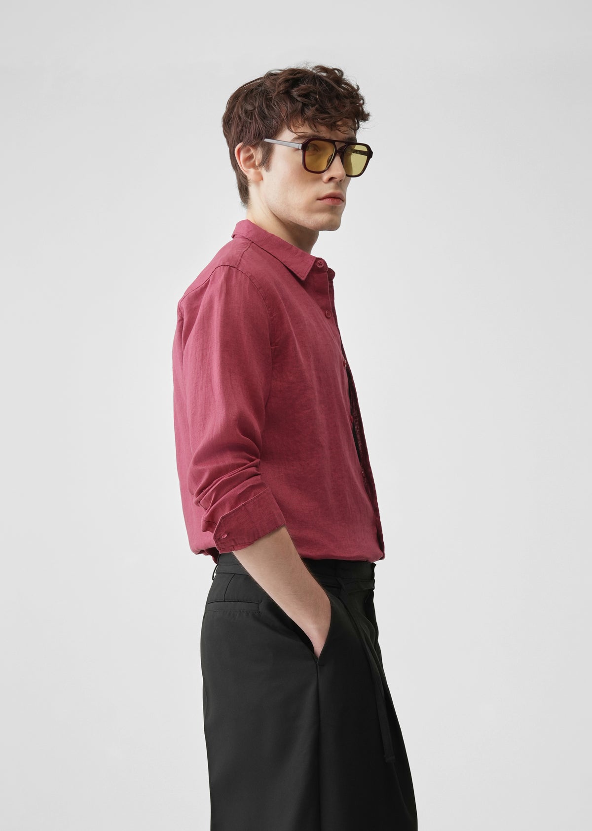 Crimson 100% Pure Linen Shirt