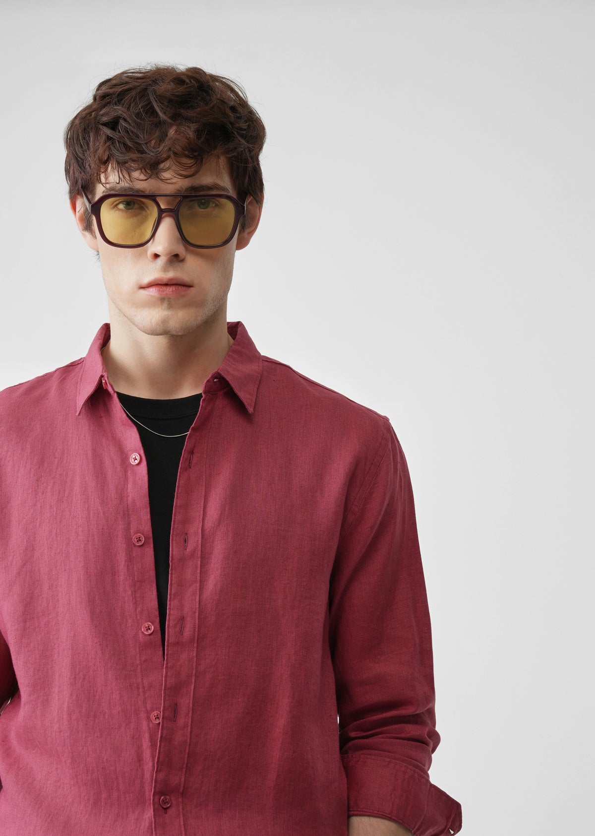 Crimson 100% Pure Linen Shirt