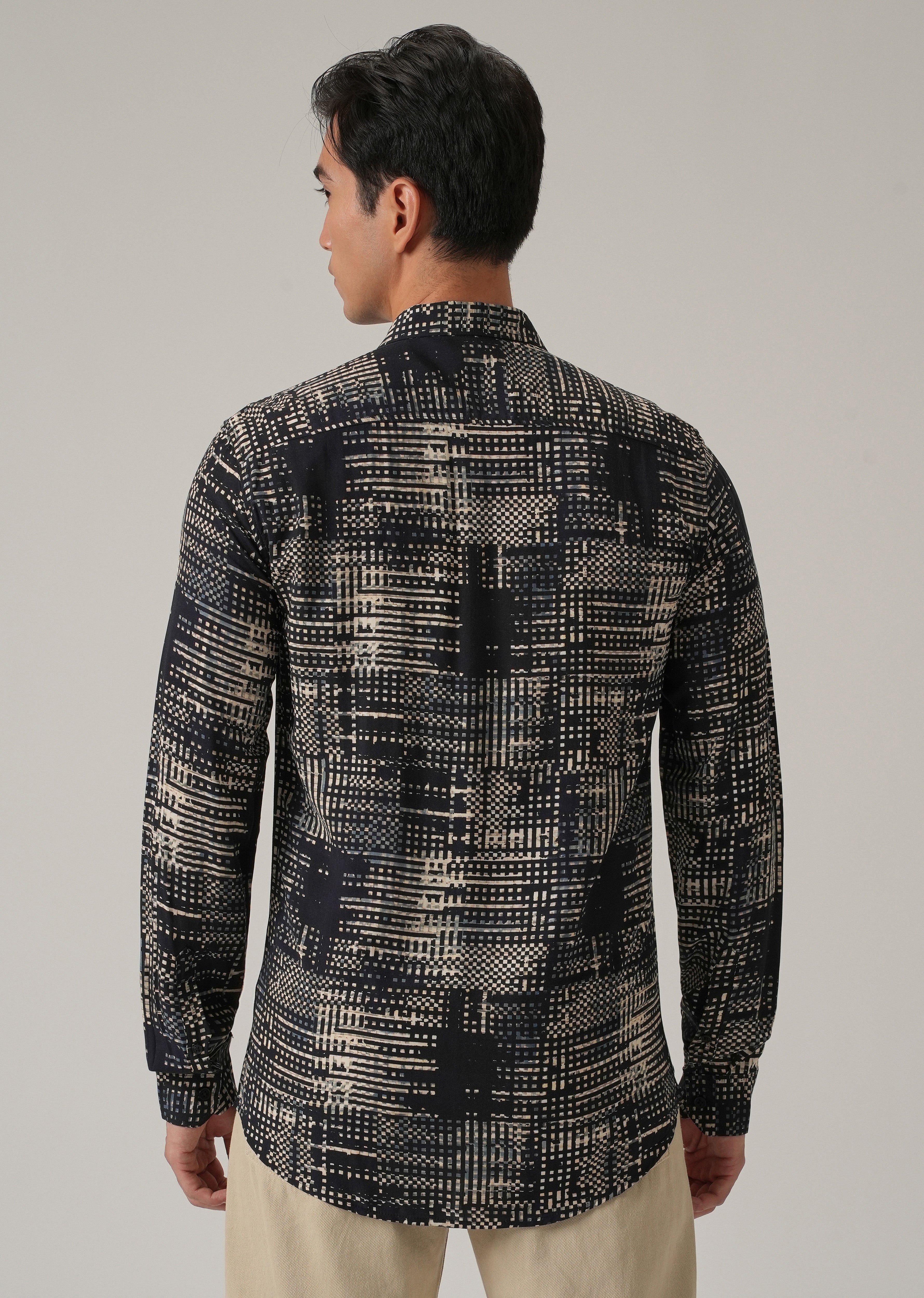 Black Crosshatch Print Shirt
