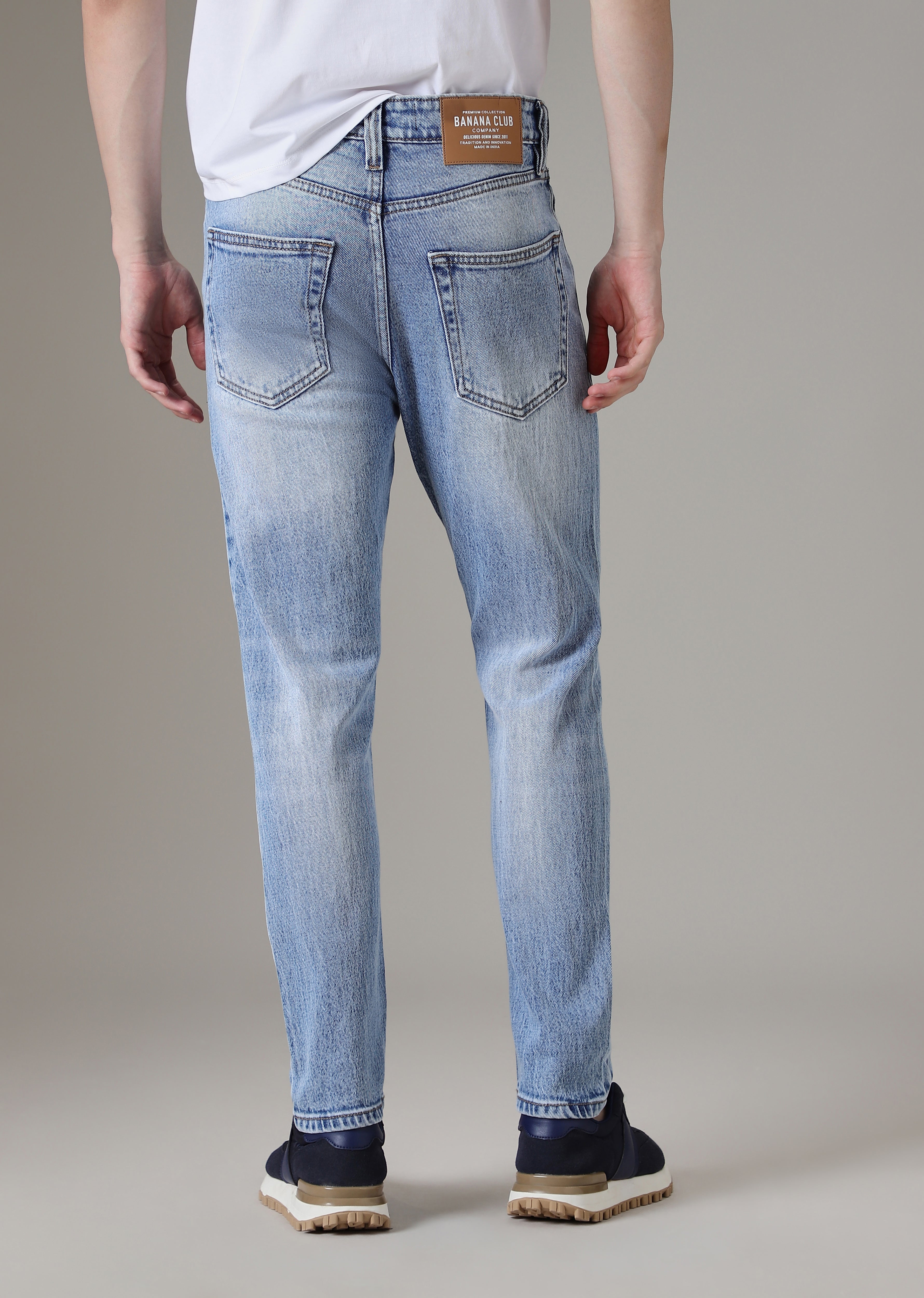 Faded Light Blue Straight Fit Denim