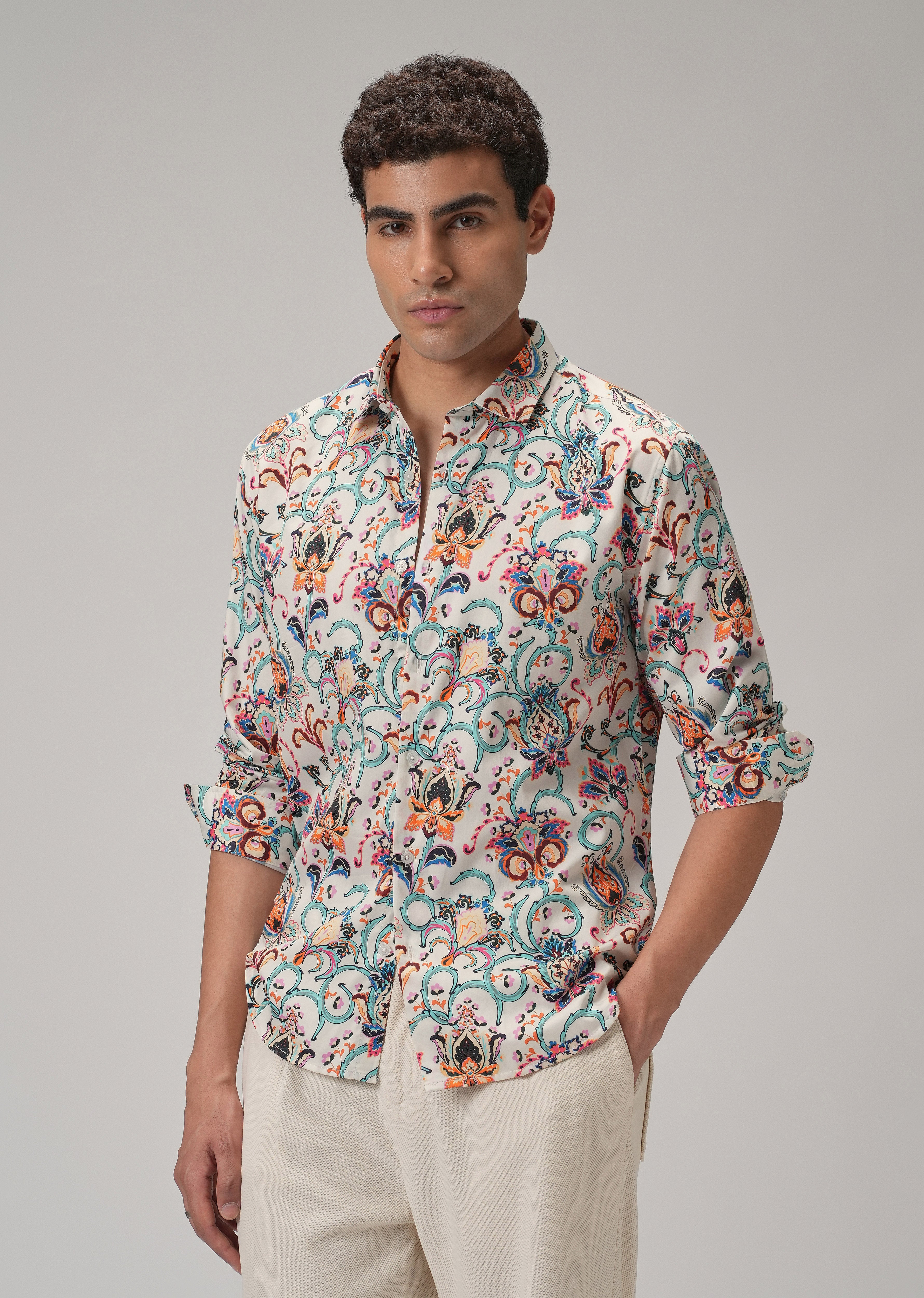 Daisy Floral Print Shirt Full-Sleeve