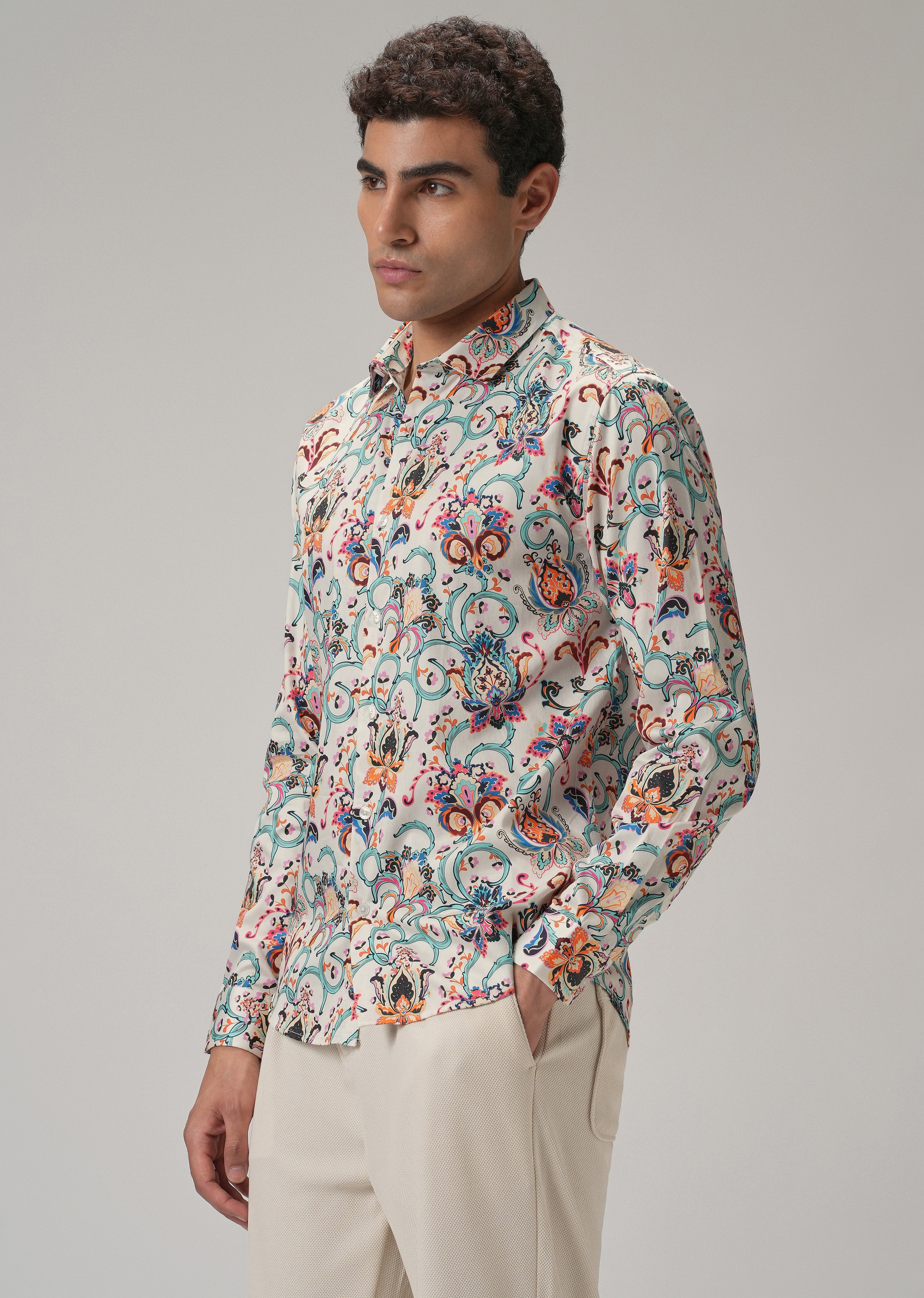 Daisy Floral Print Shirt Full-Sleeve