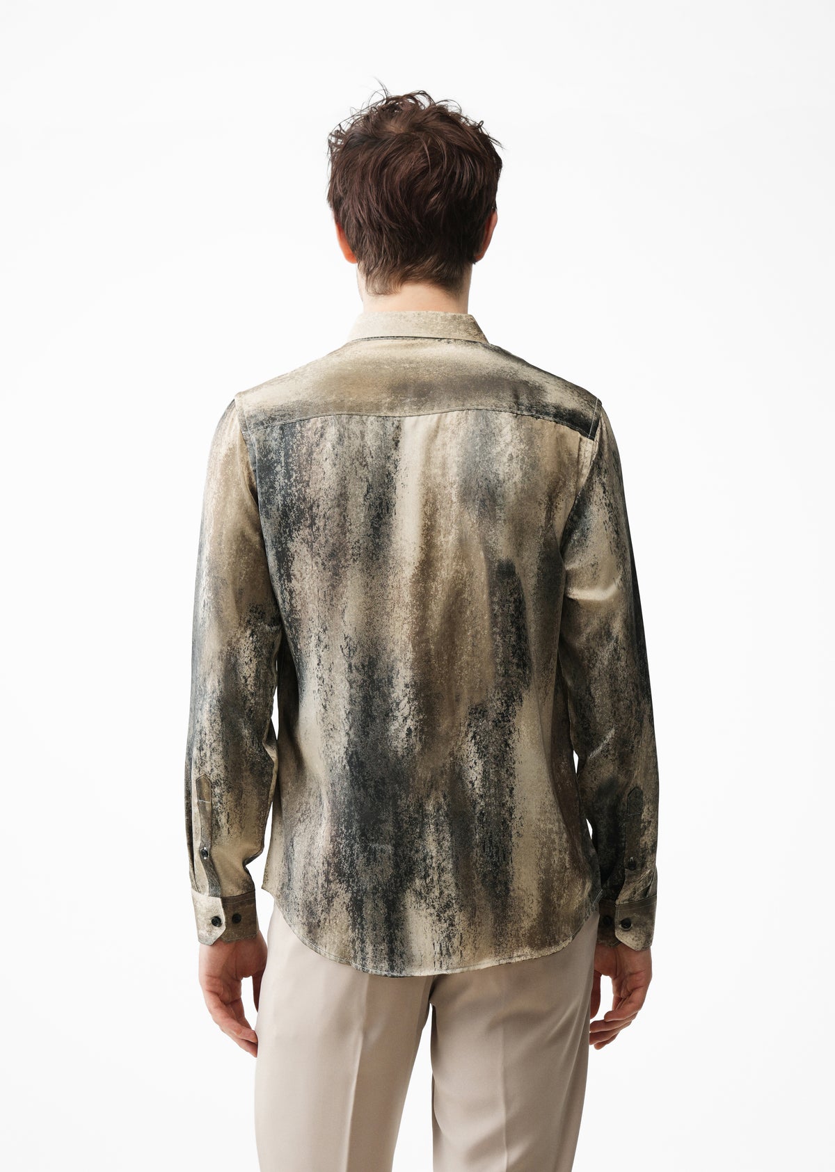 Dark Beige Abstract Print Shirt