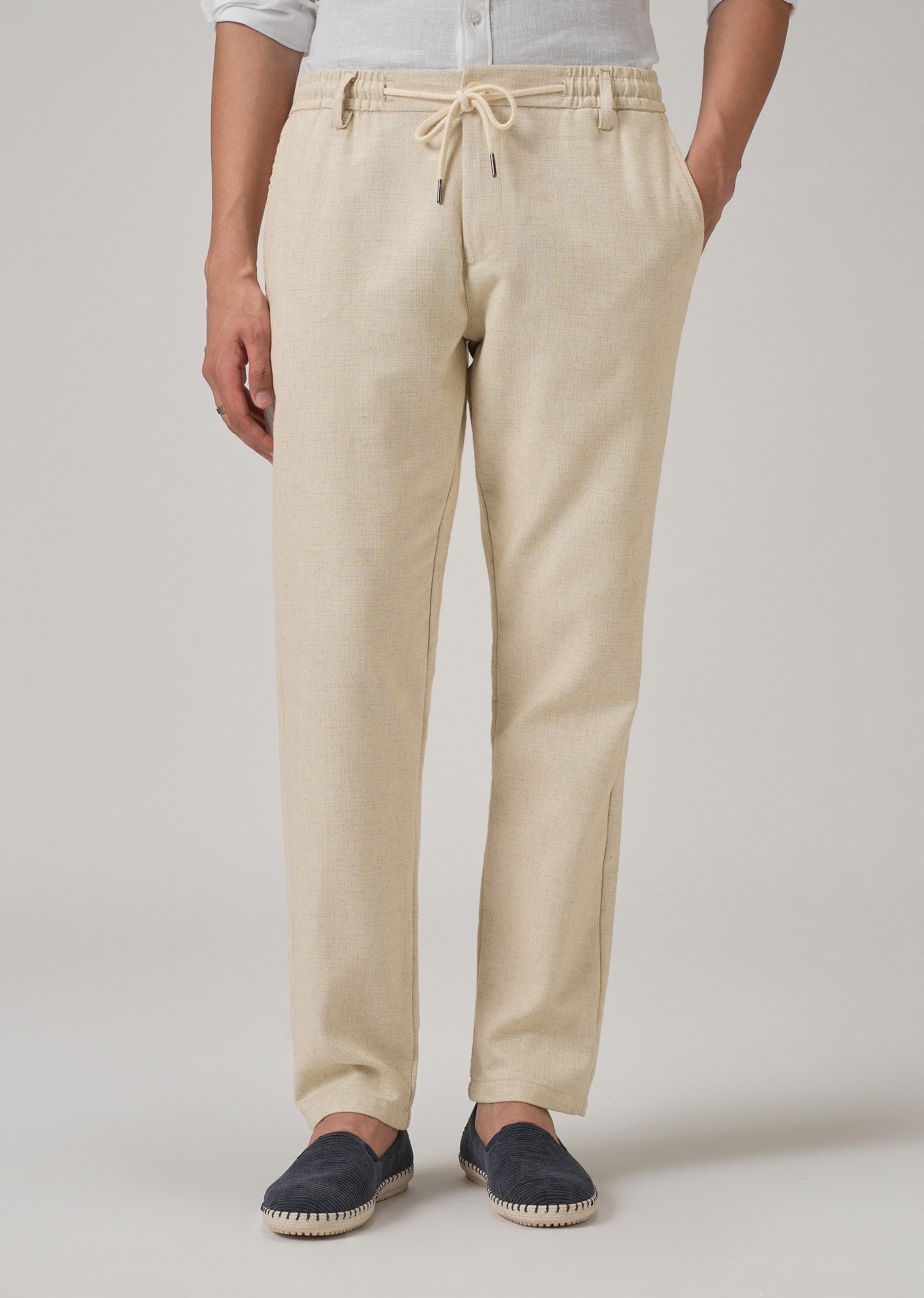 Dark Beige Blended Linen Pant