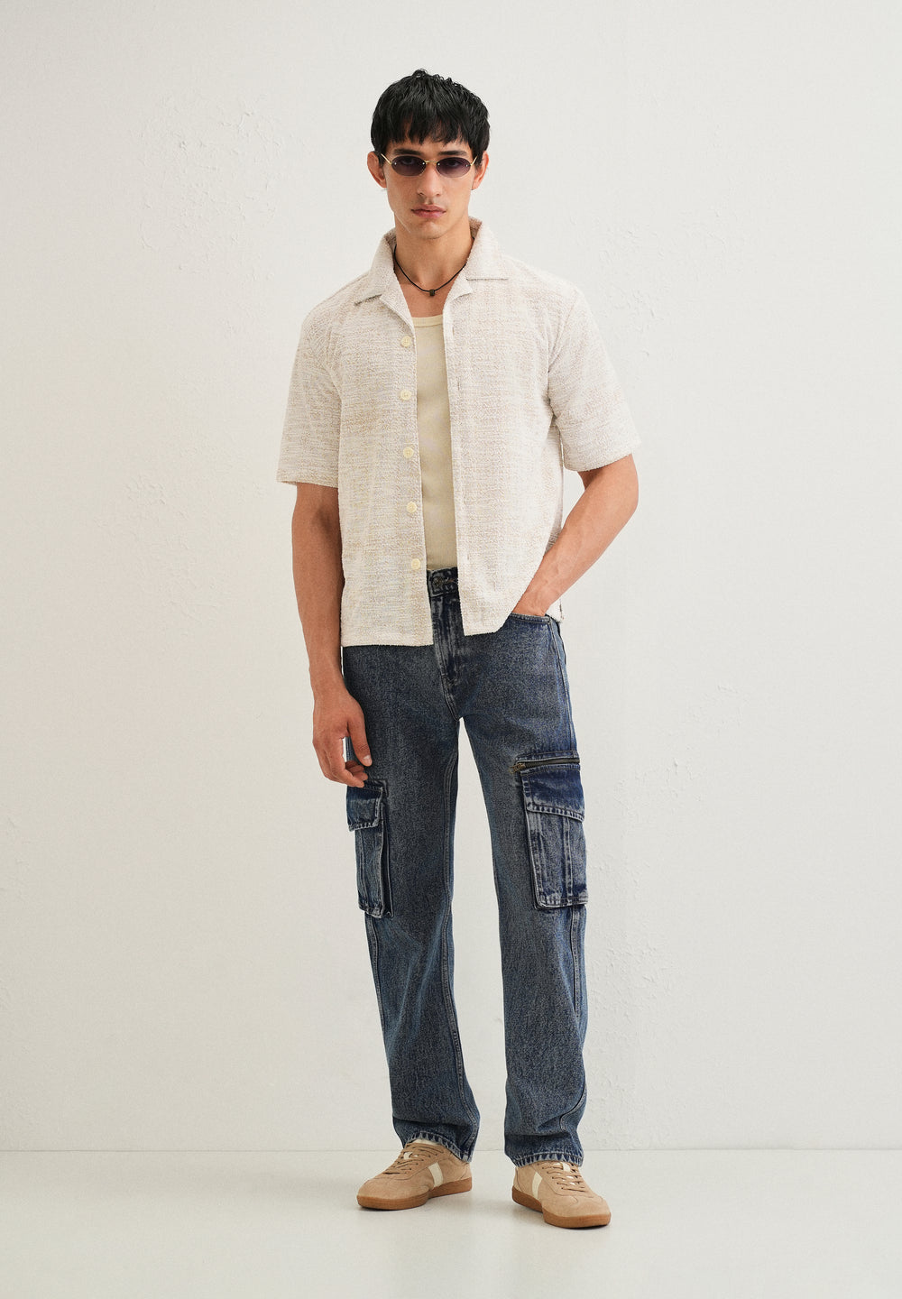 Dark Beige Jacquard Knitted Shirt