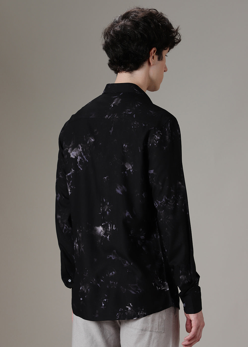 Dark Black Lavender Printed Shirt