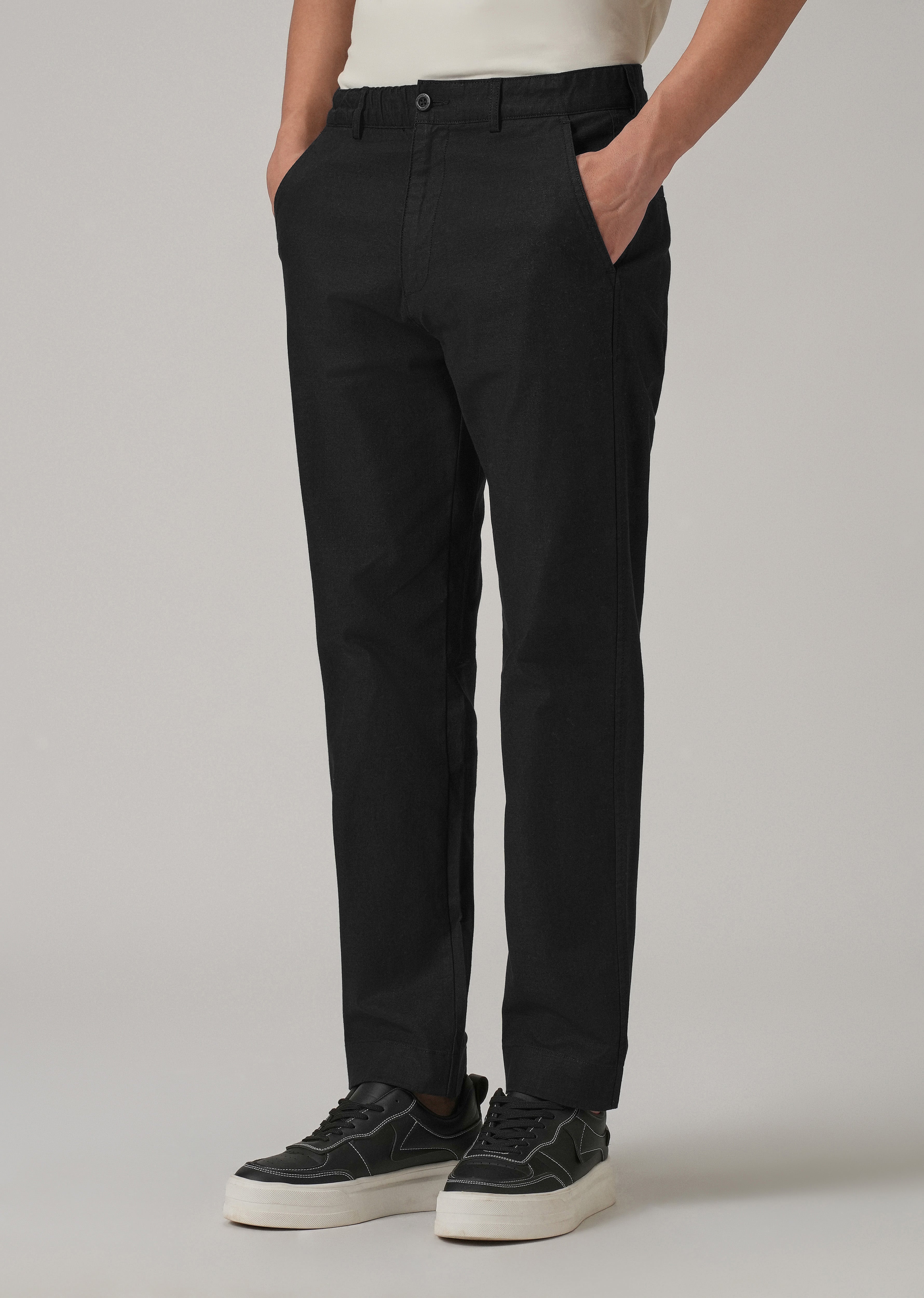 Dark Black Cotton Trouser