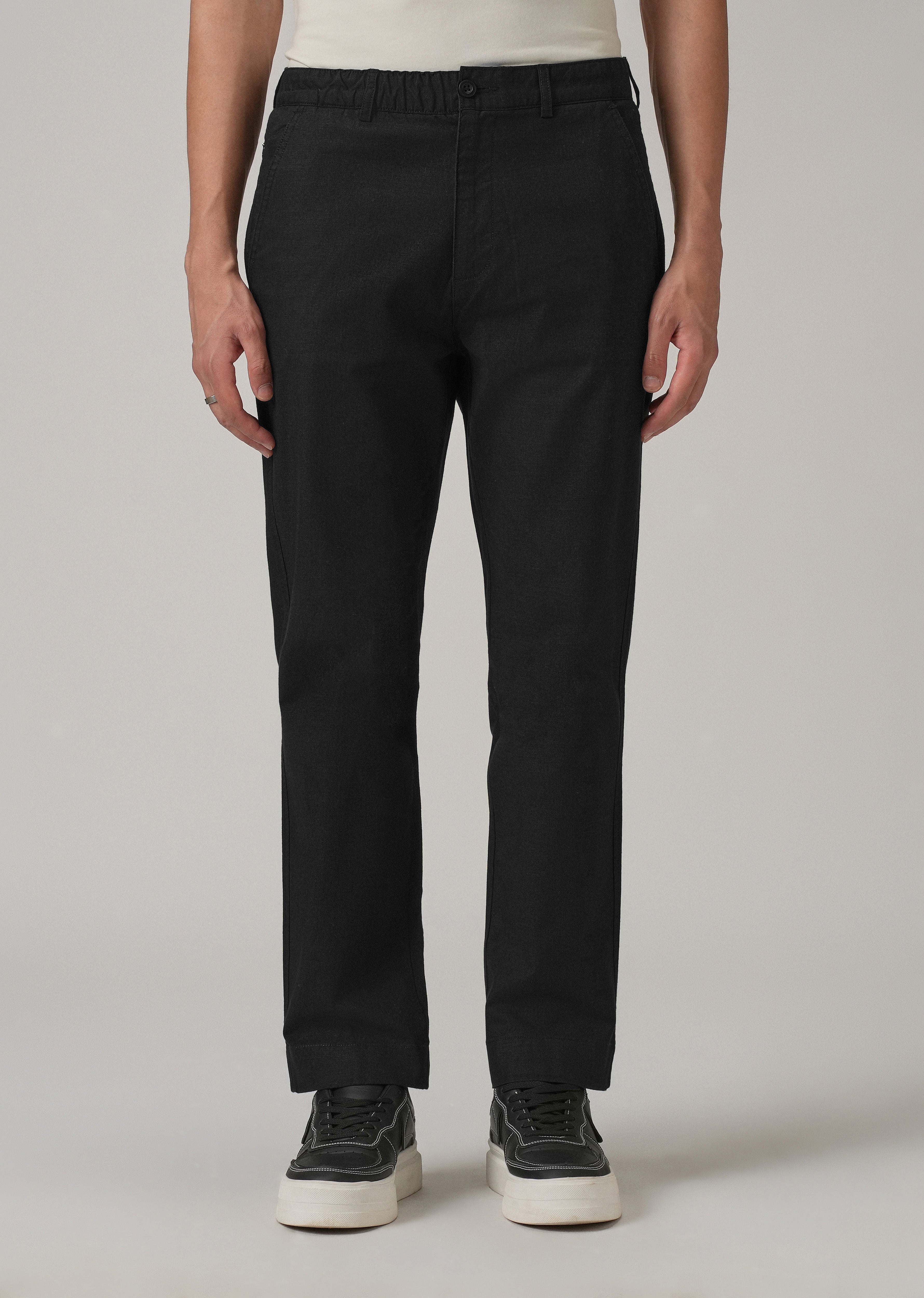 Dark Black Cotton Trouser