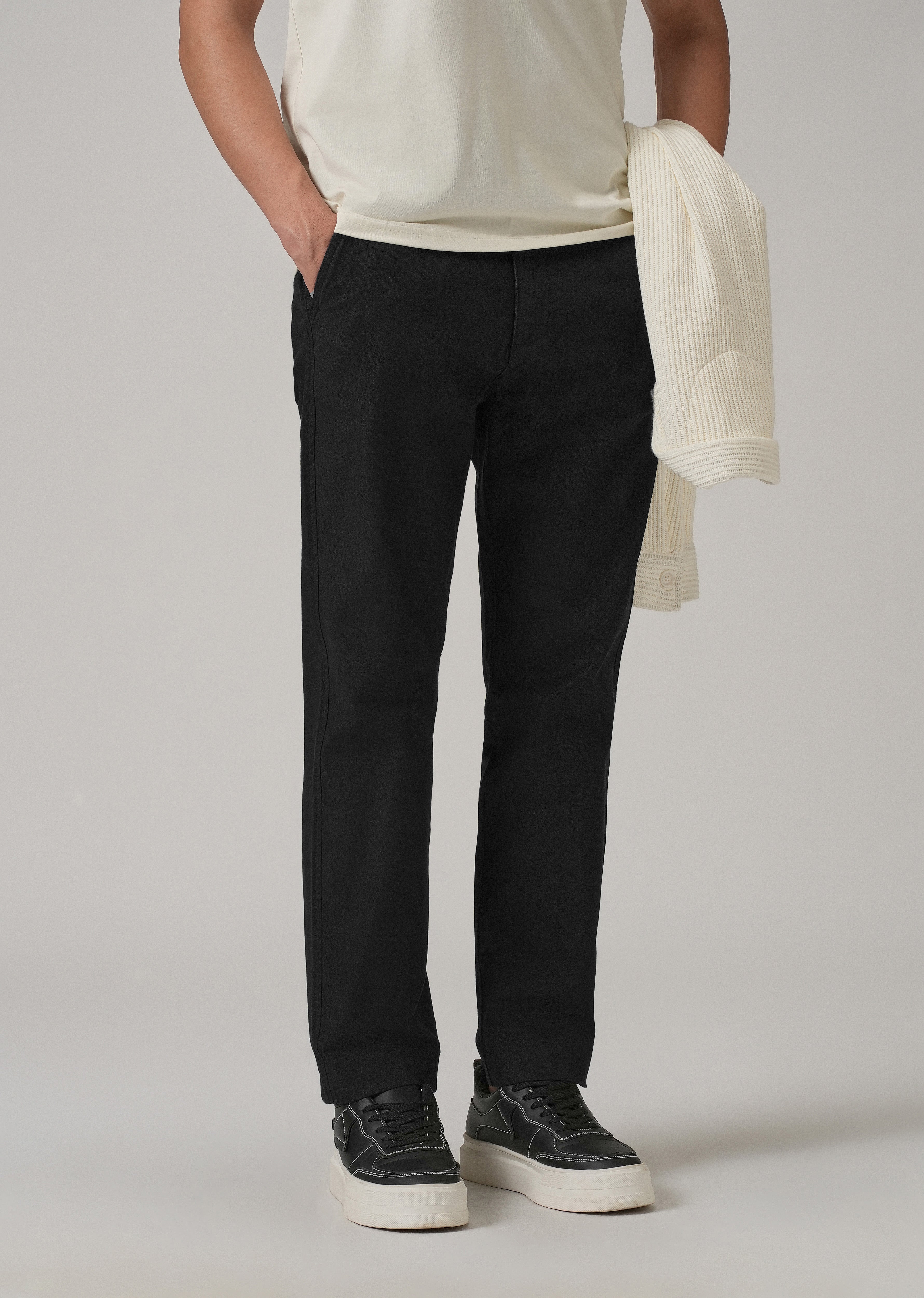Dark Black Cotton Trouser