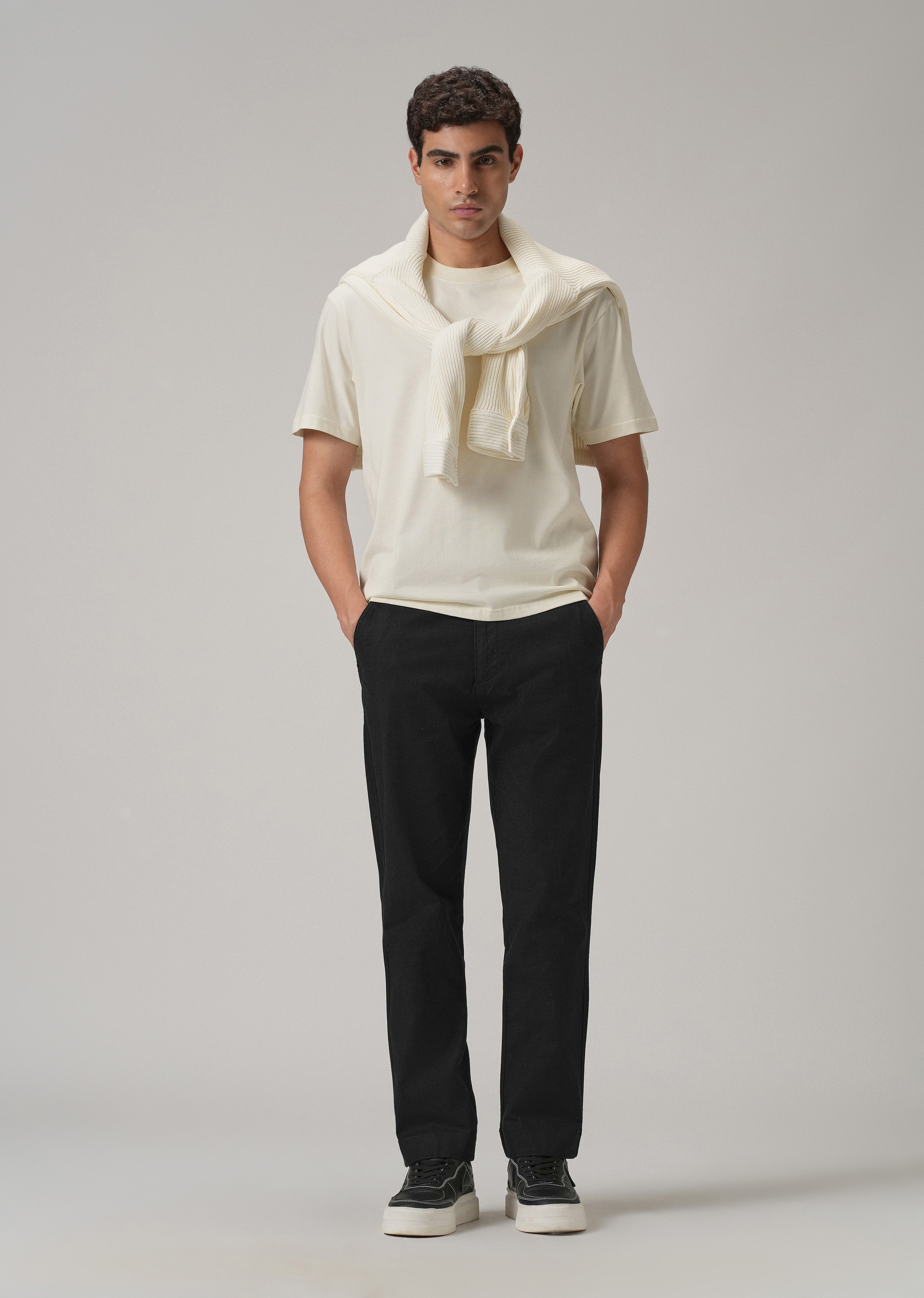 Dark Black Cotton Trouser