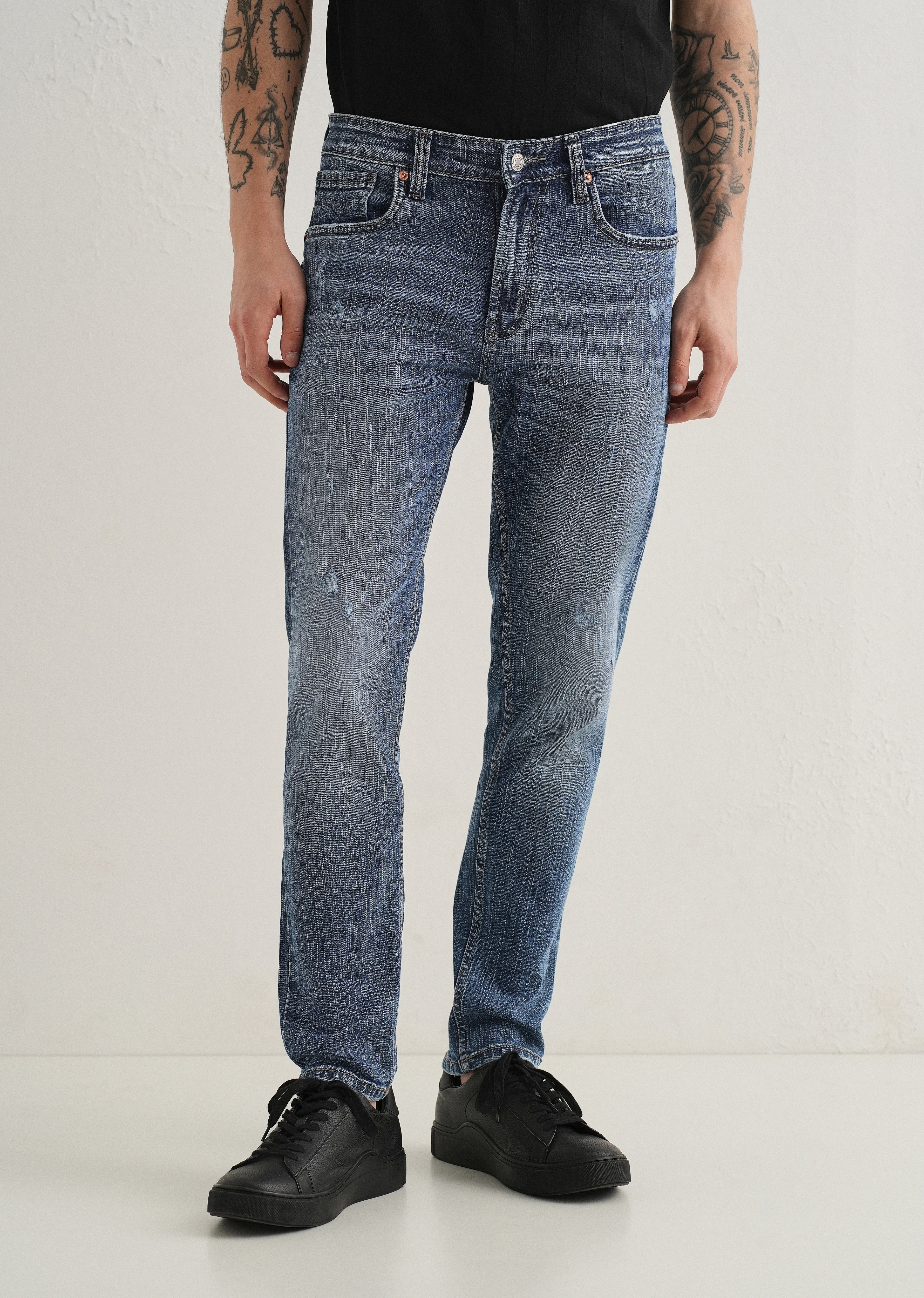 Dark Blue Ankle Slim Fit Denim