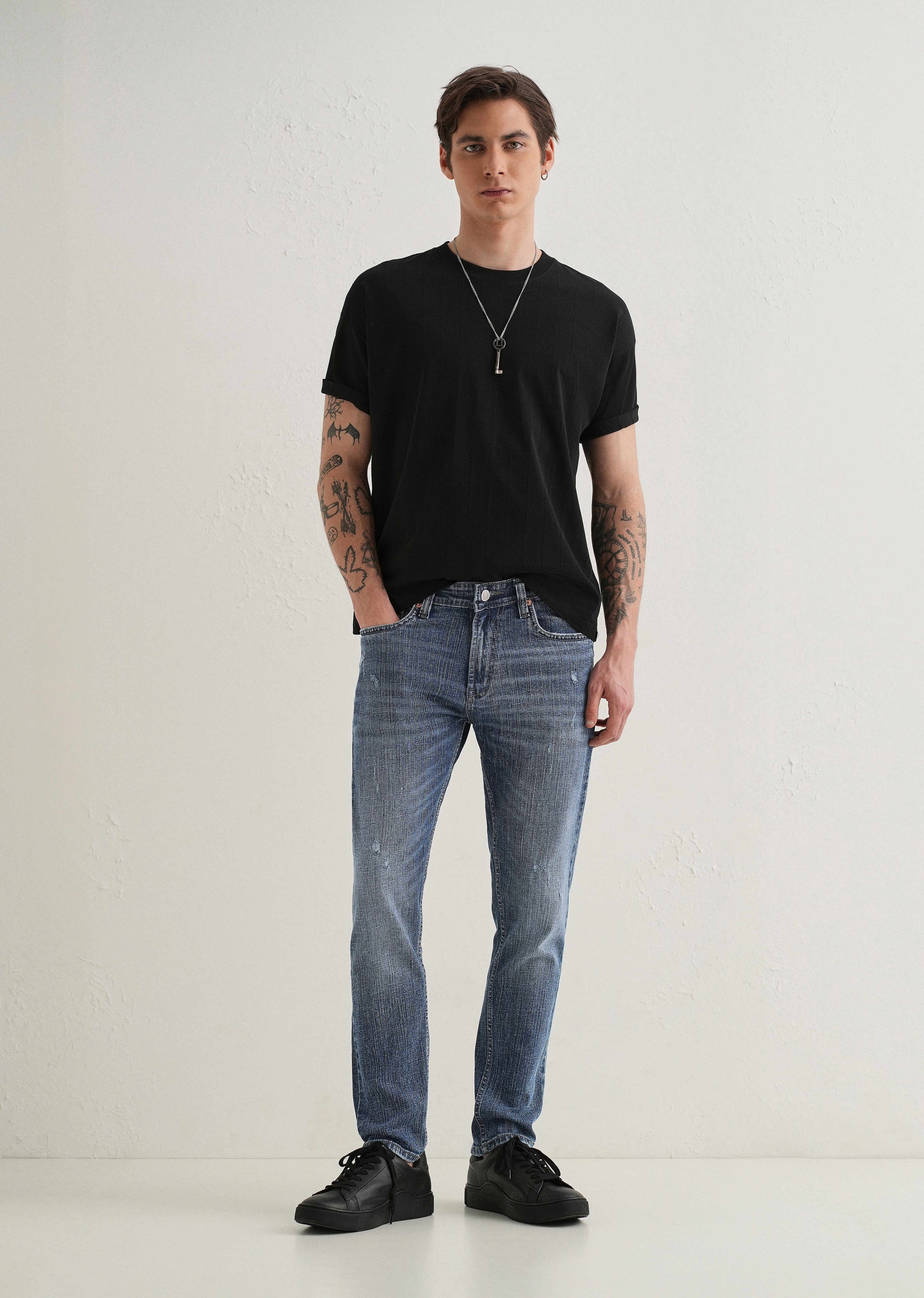 Dark Blue Ankle Slim Fit Denim