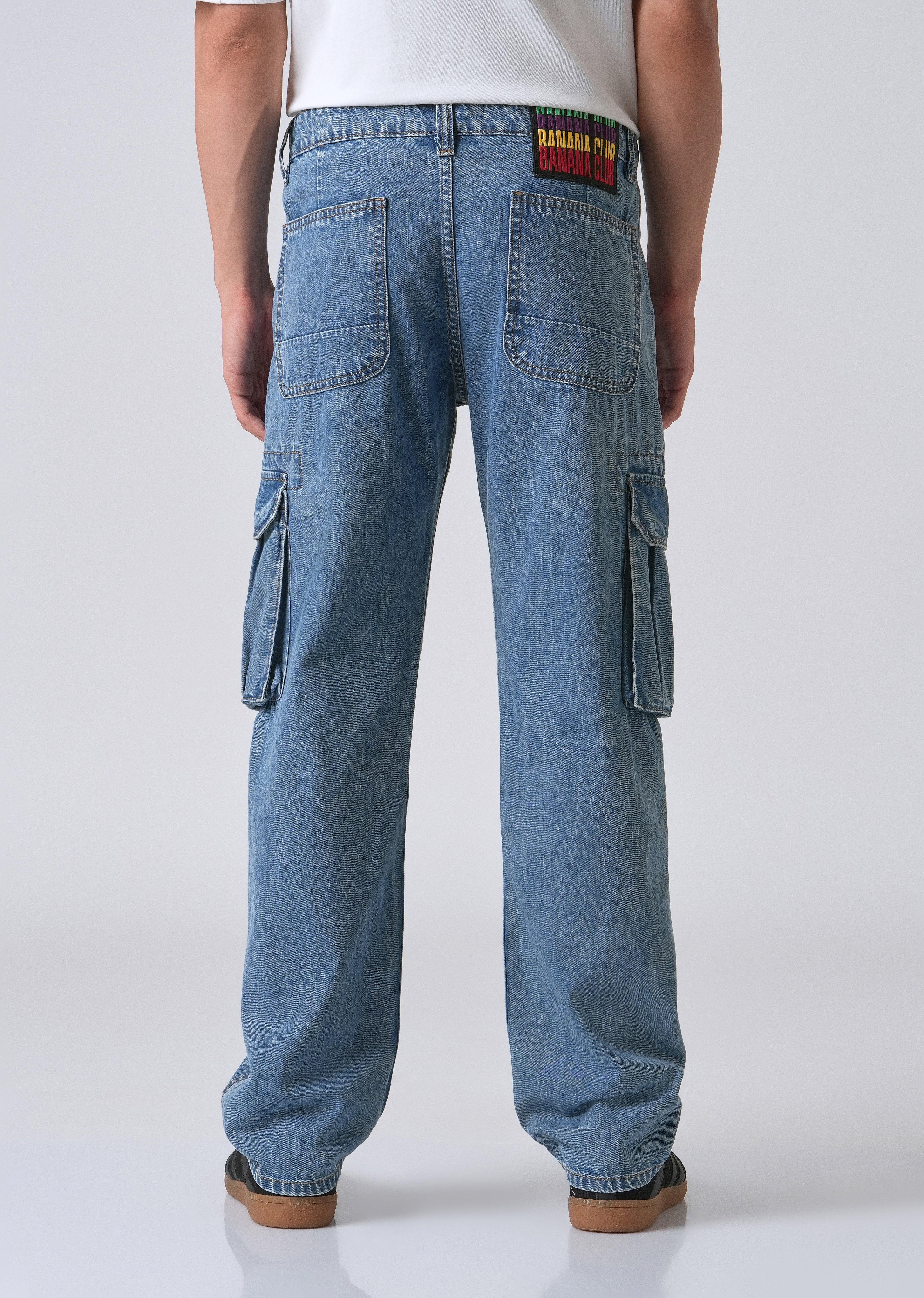 Dark Blue Baggy Cargo Denim