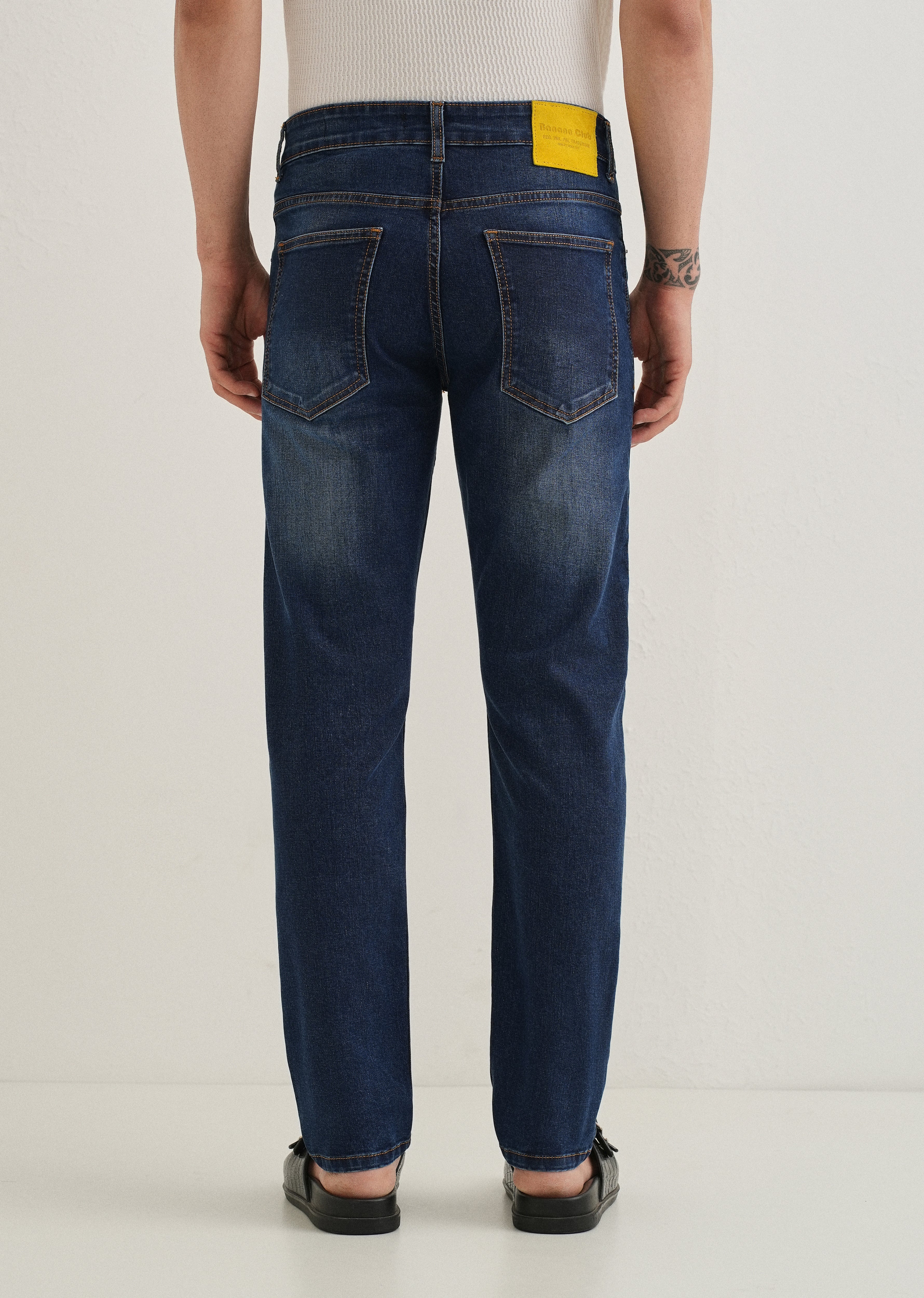 Dark Blue Fade Ankle Fit Jeans