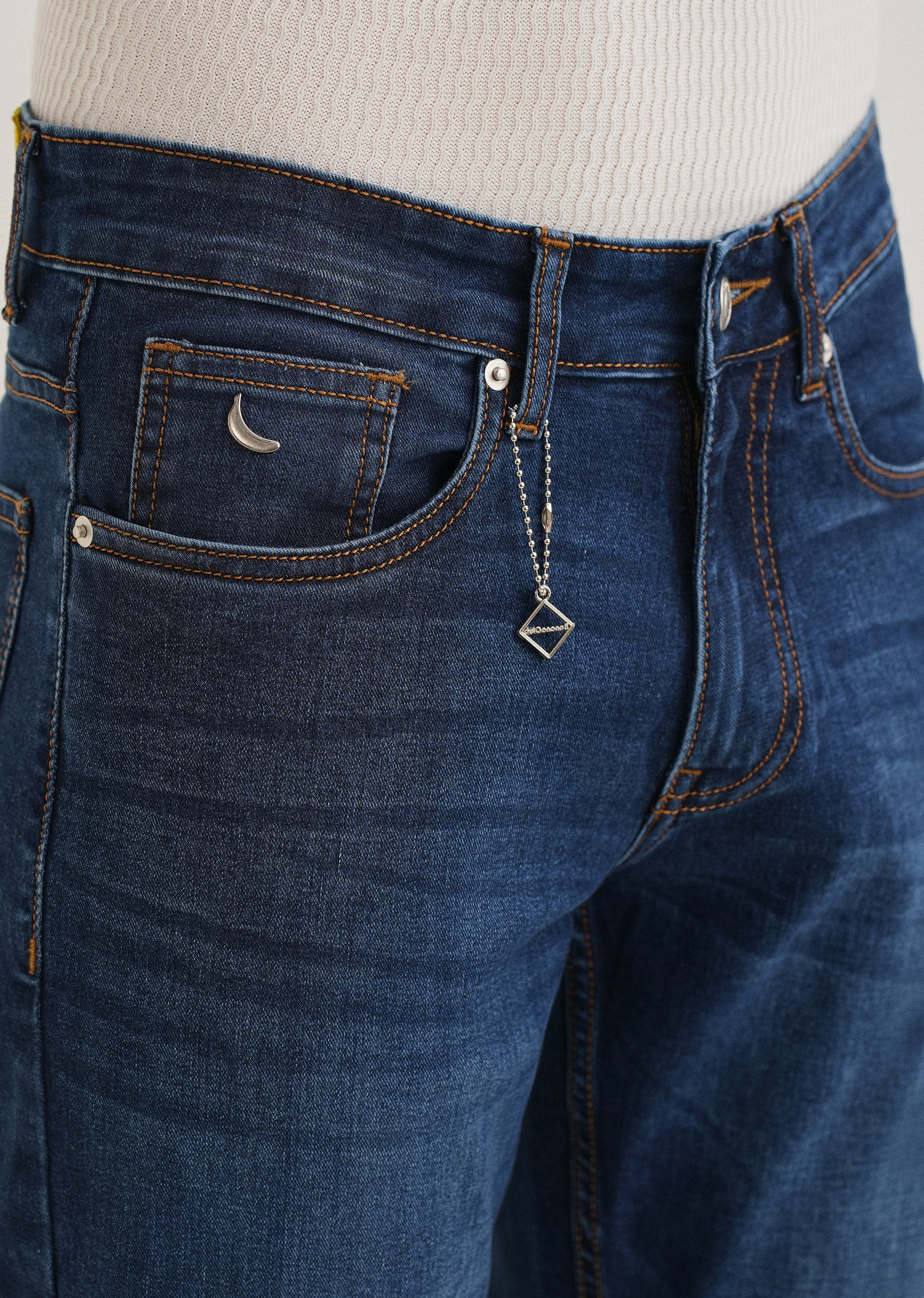 Dark Blue Fade Ankle Fit Jeans