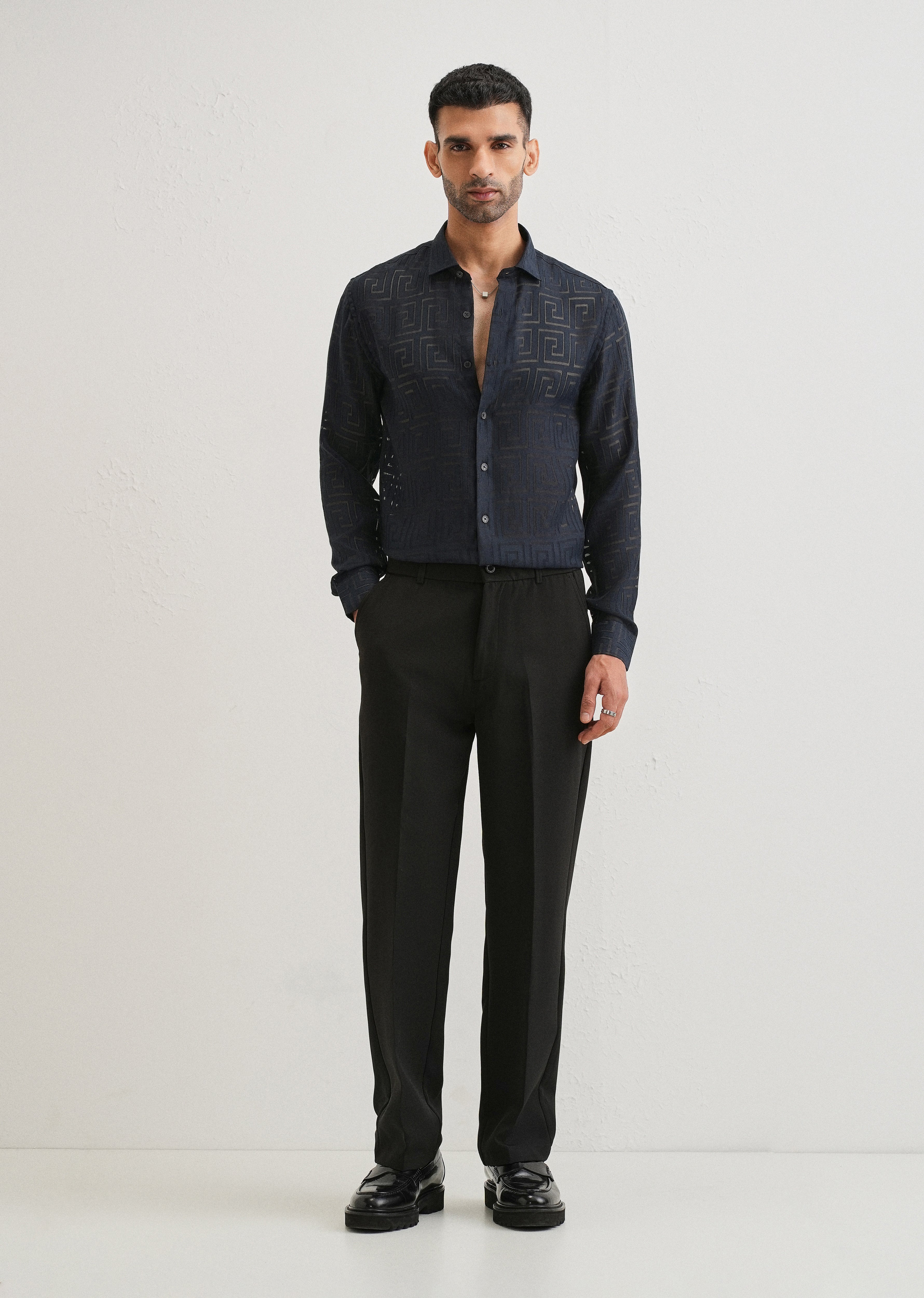 Dark Blue Laser Cut Shirt