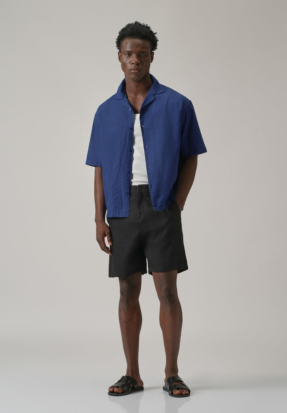 Dark Blue Cotton/Linen Shirt