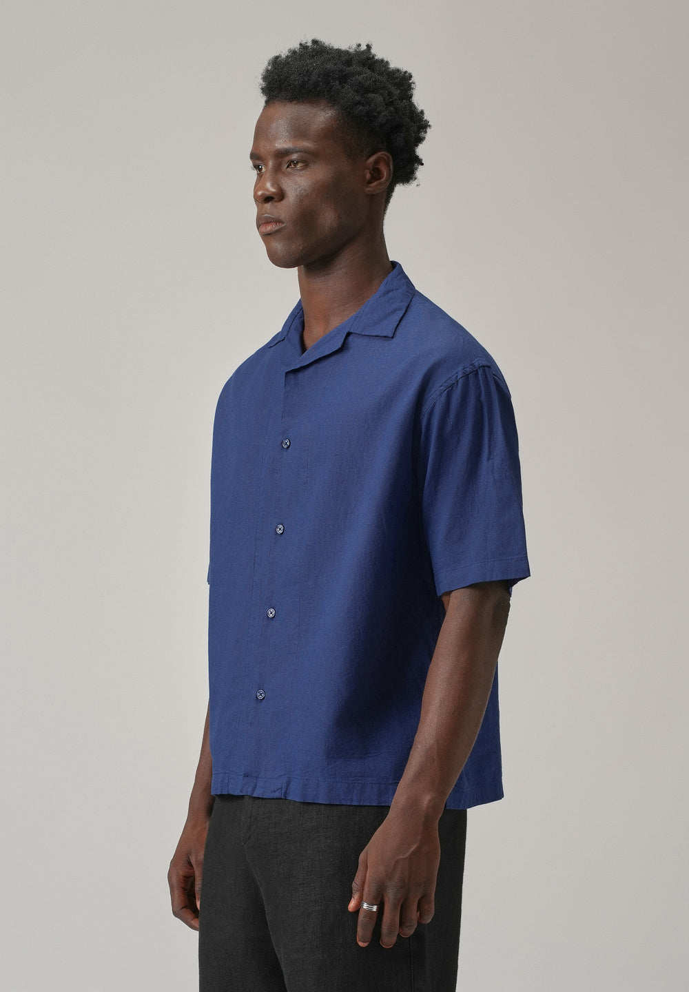 Dark Blue Cotton/Linen Shirt