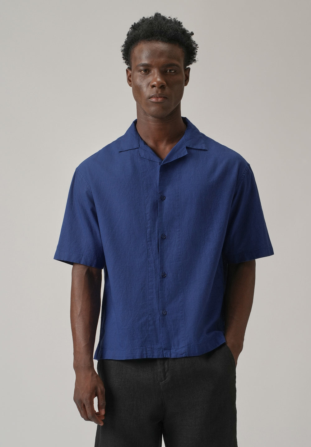 Dark Blue Cotton/Linen Shirt