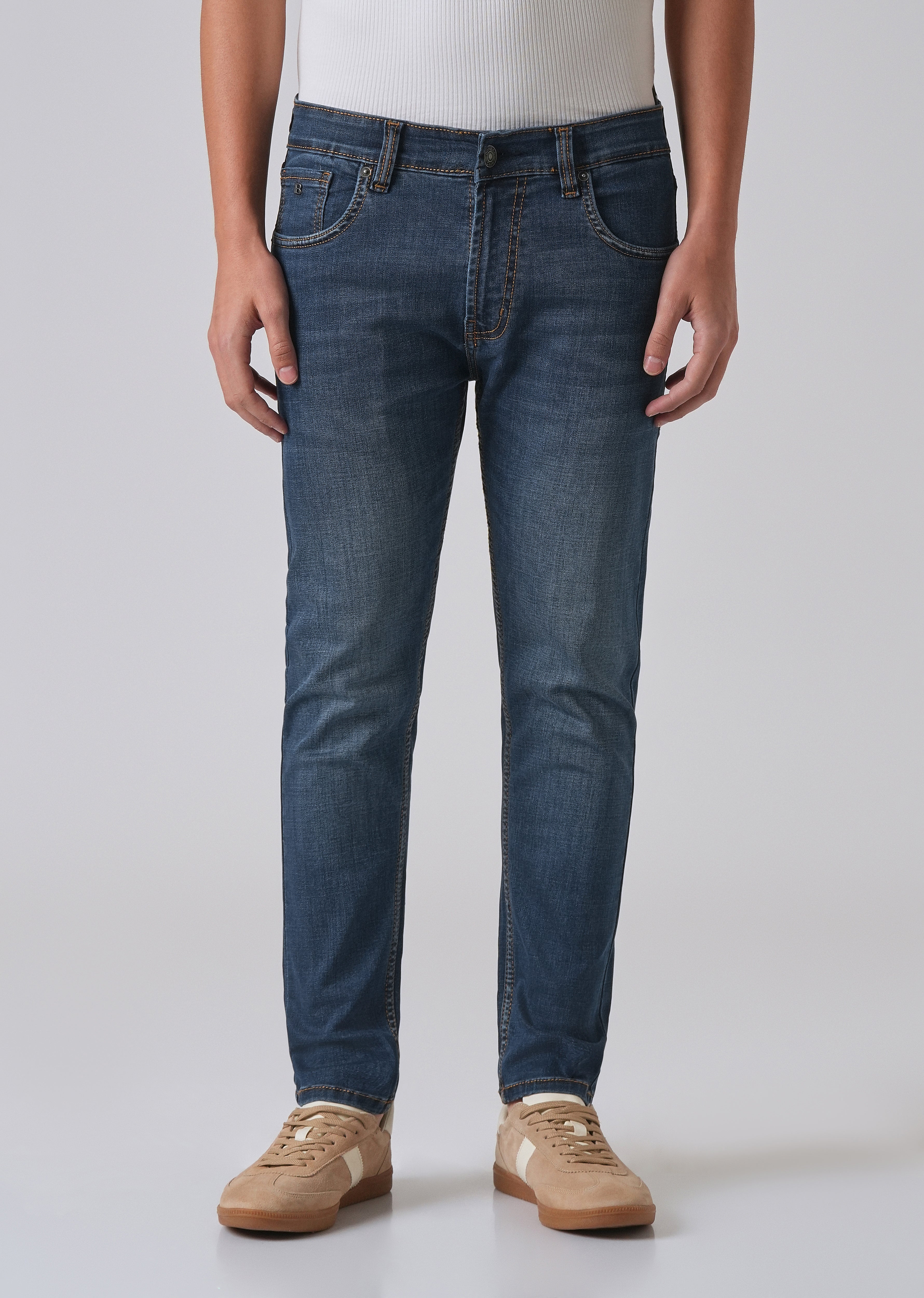 Dark Blue Low Fade Slim Fit Jeans