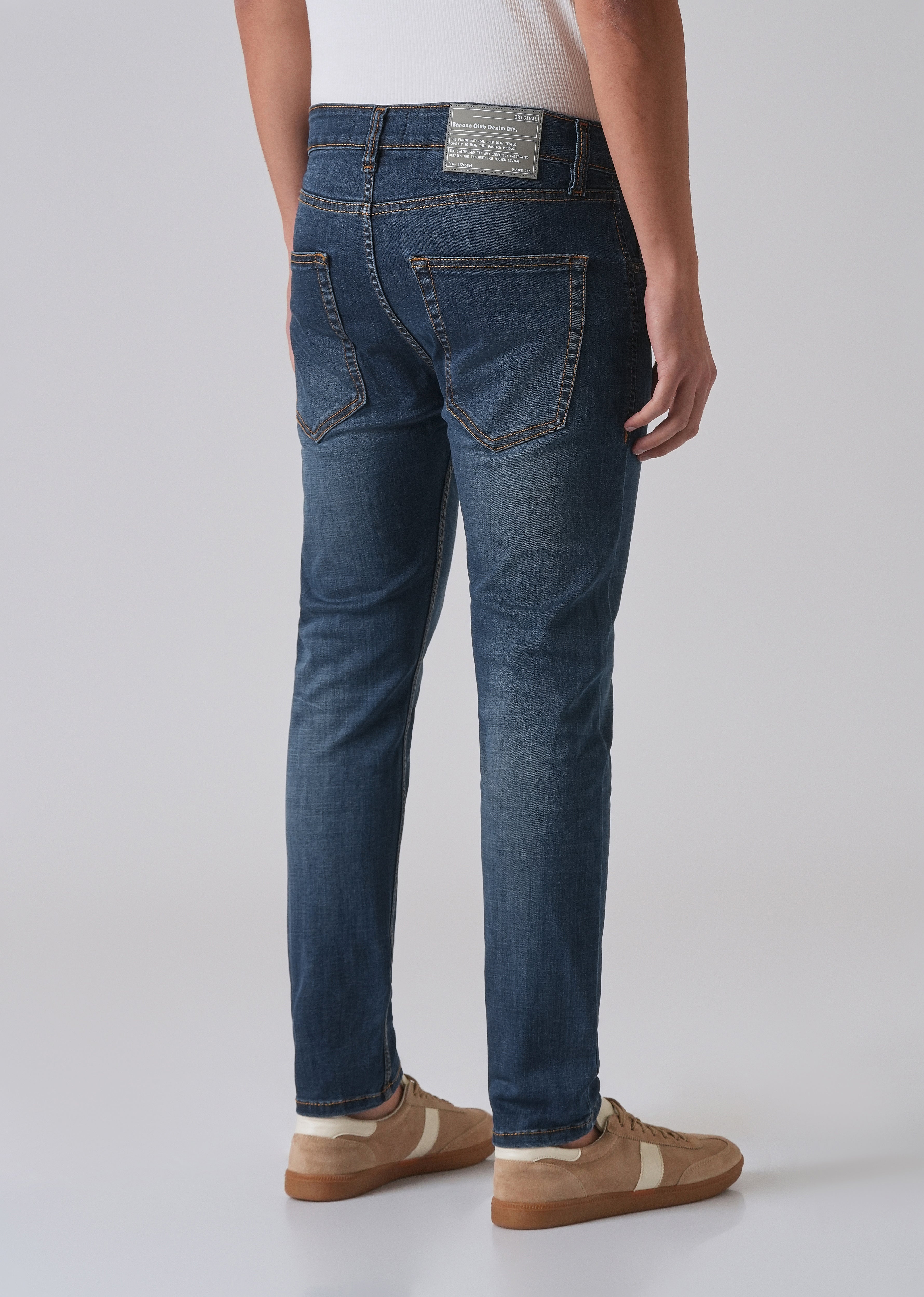 Dark Blue Low Fade Slim Fit Jeans