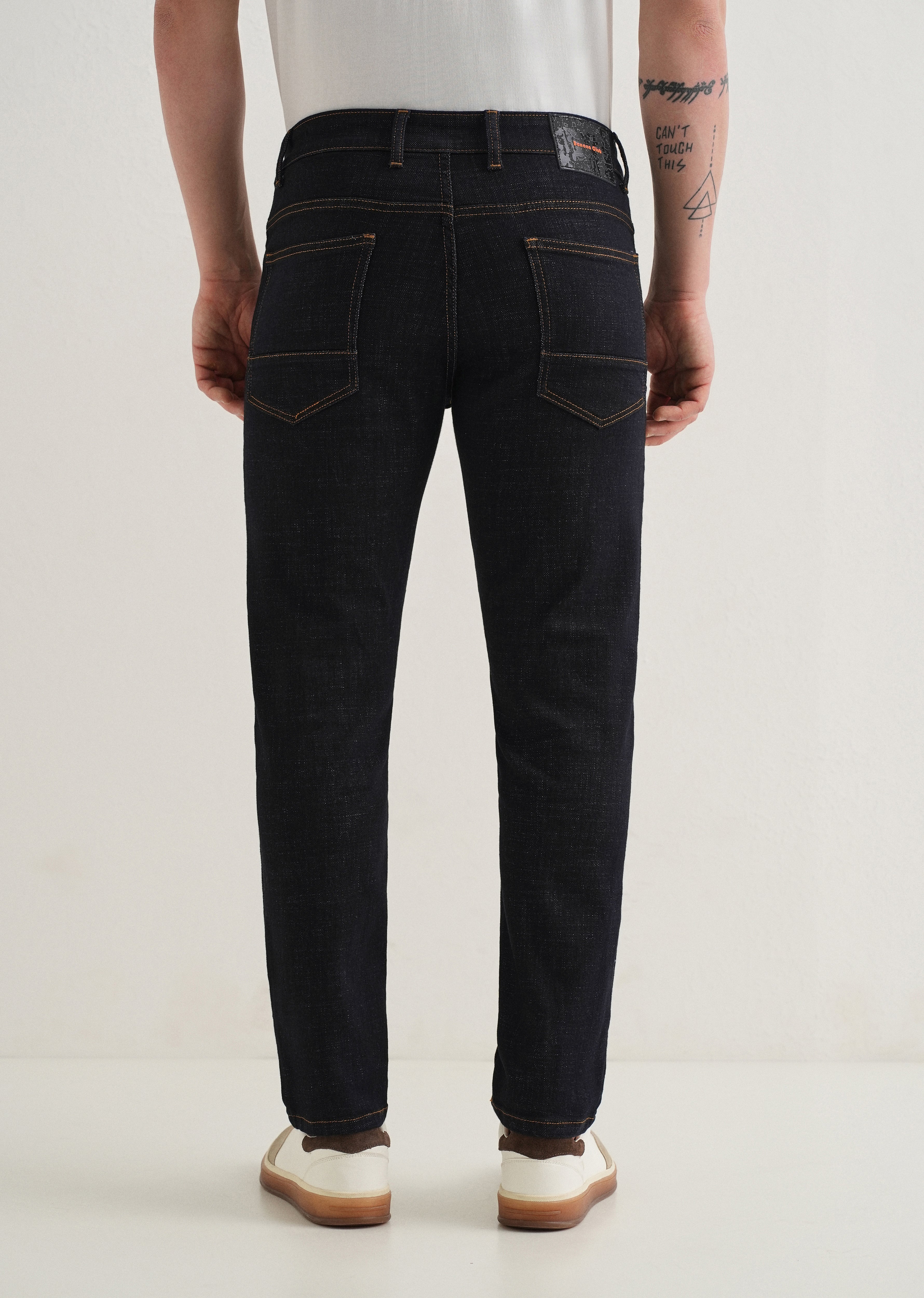 Dark Blue Mid Rise Carrot Fit Jeans