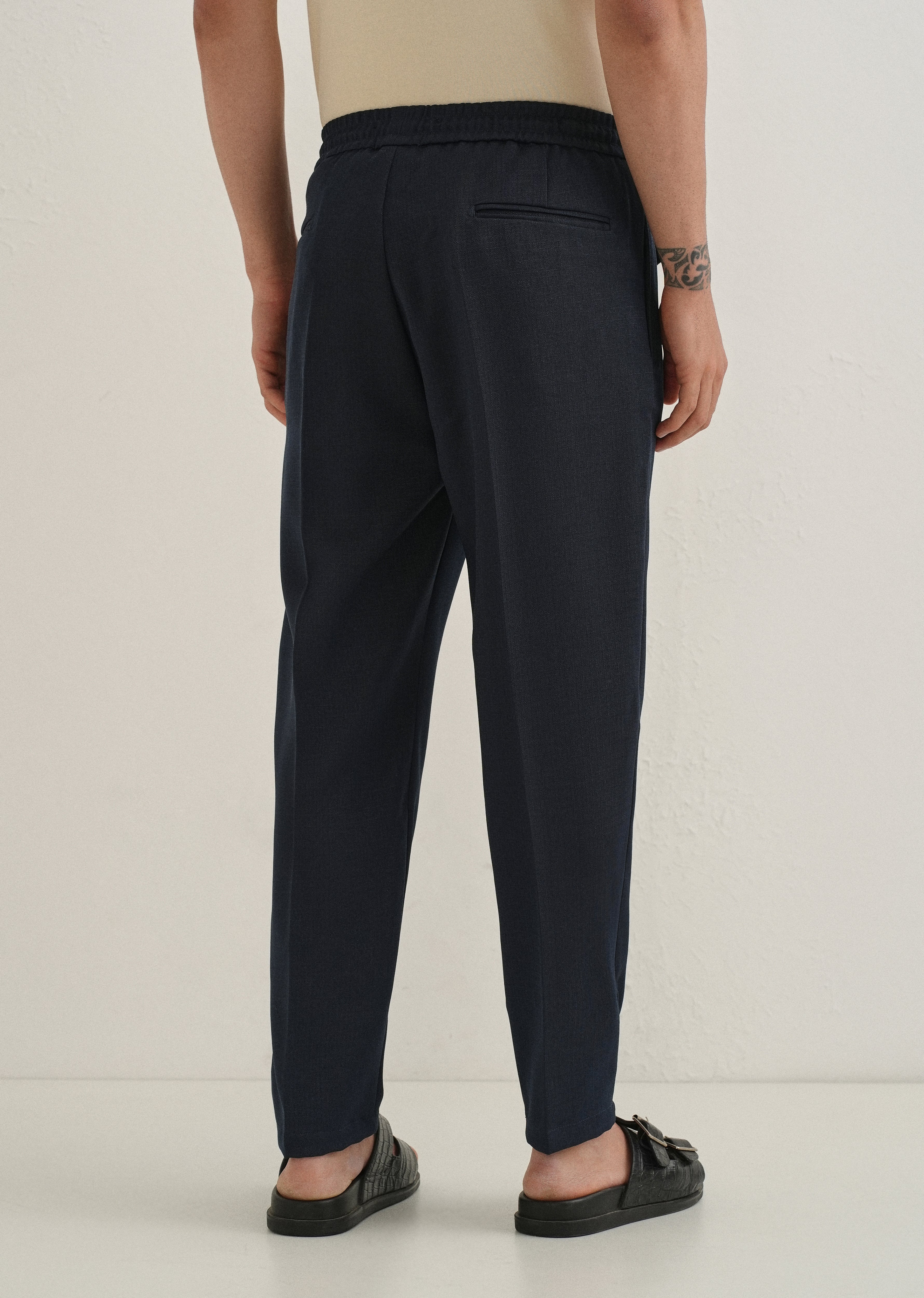 Dark Blue Pleated Korean Pant