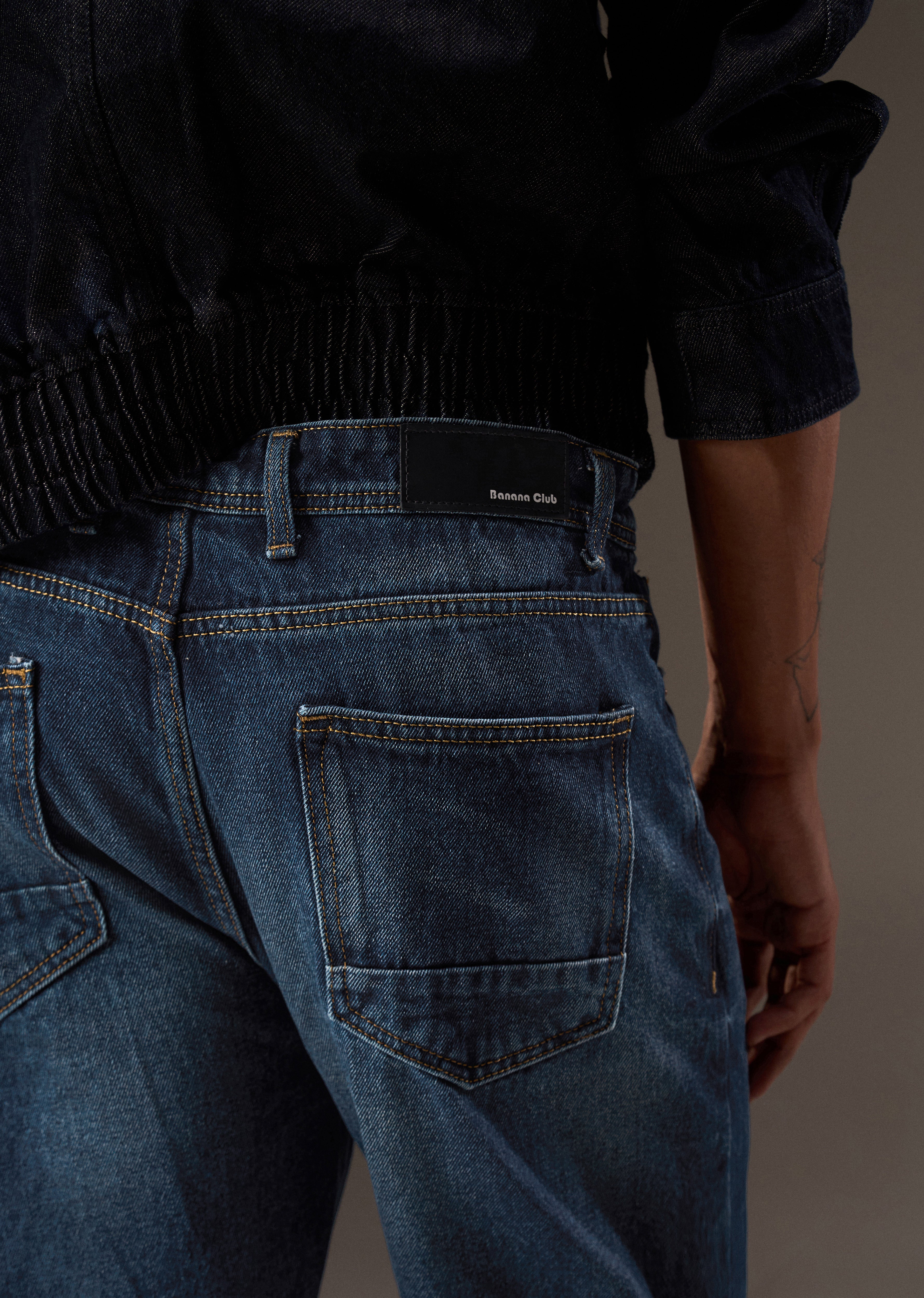 Dark Blue Slim Straight Jeans