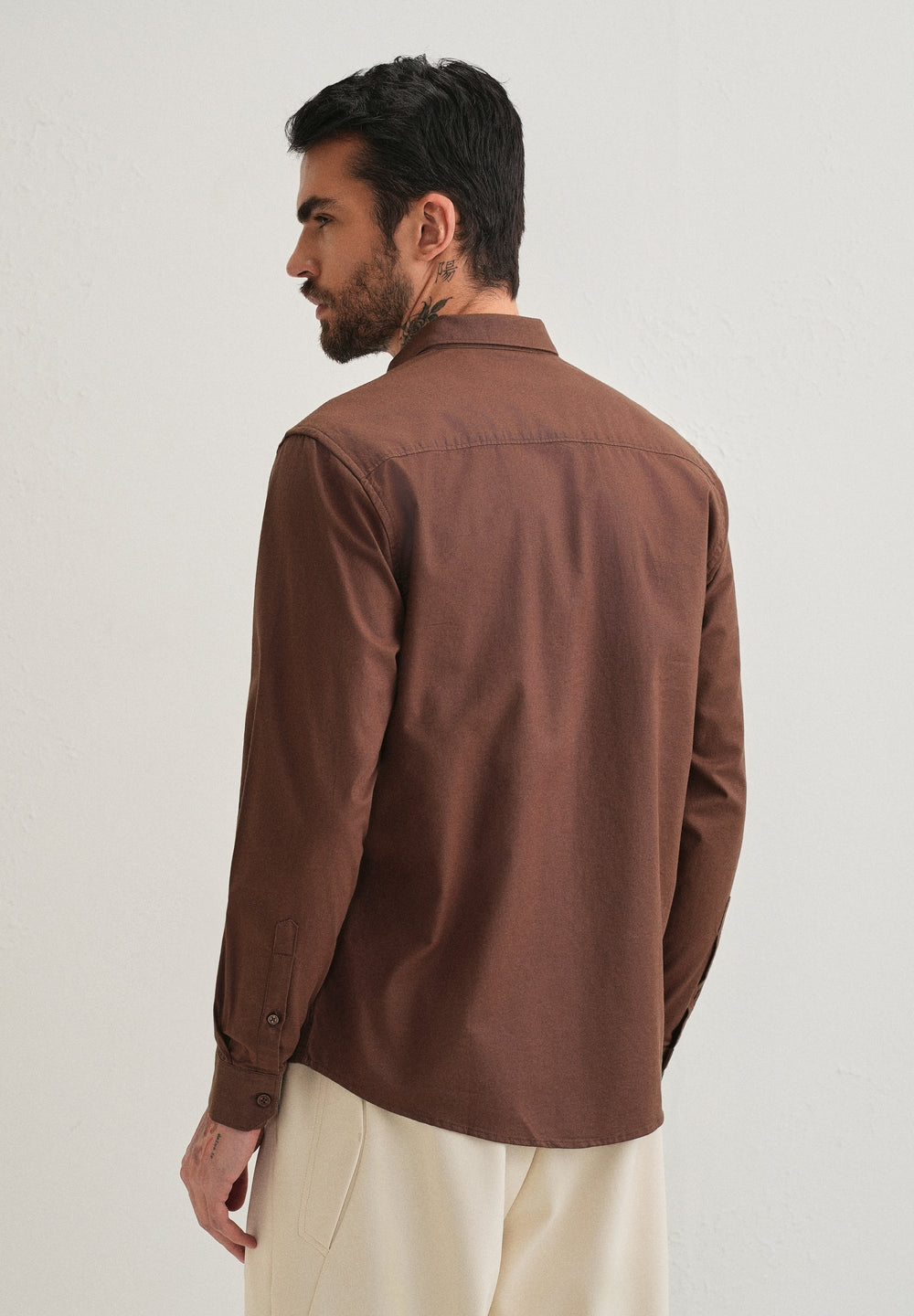 Dark Brown Contrast Placket Shirt