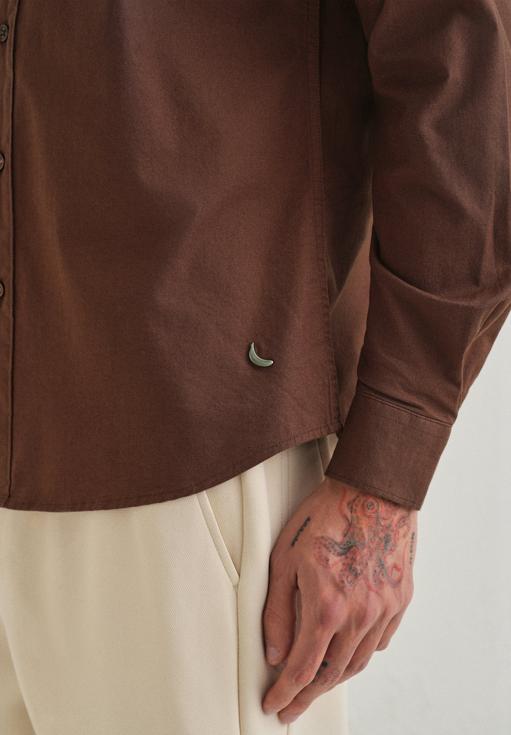 Dark Brown Contrast Placket Shirt