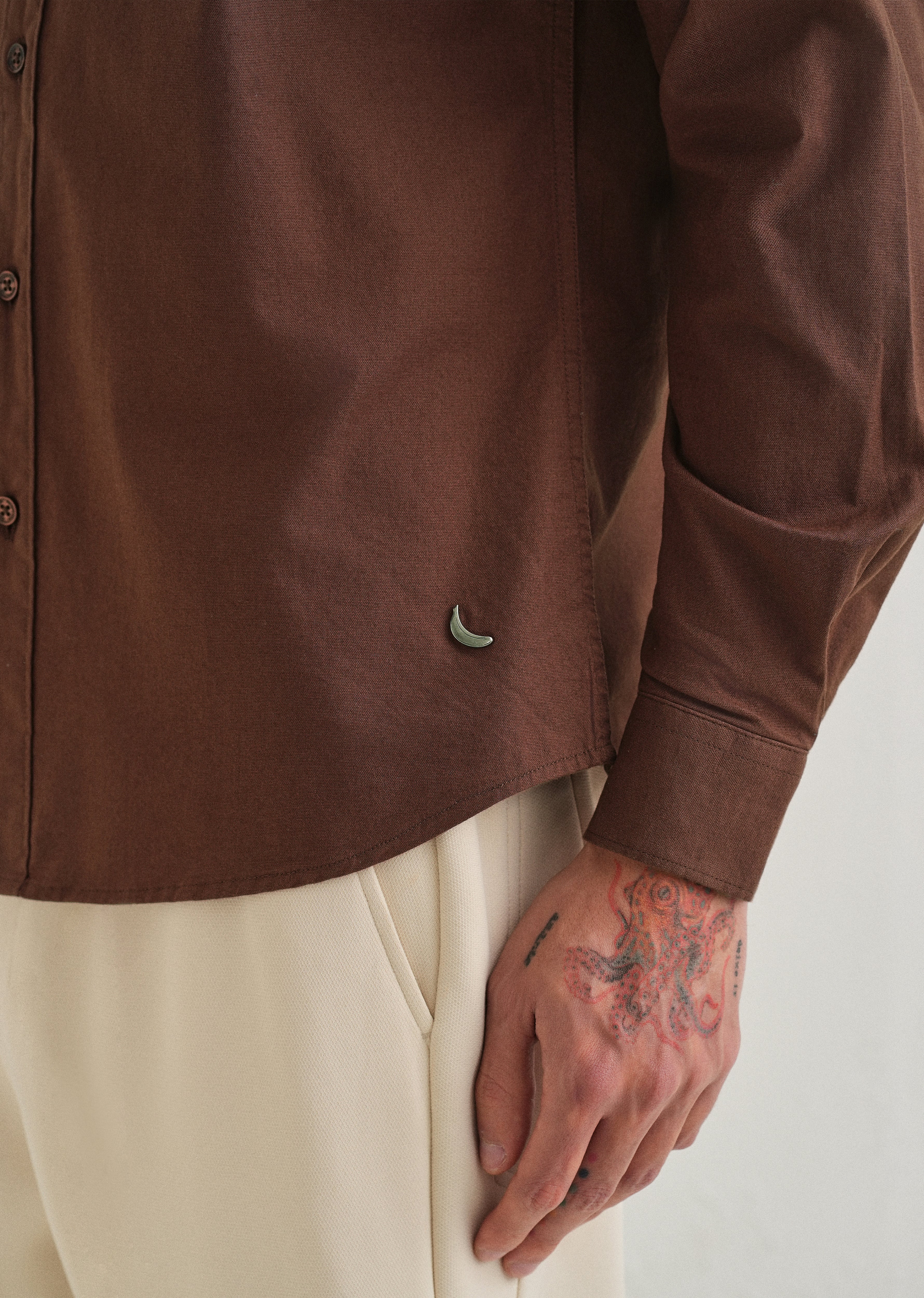 Dark Brown Contrast Placket Shirt