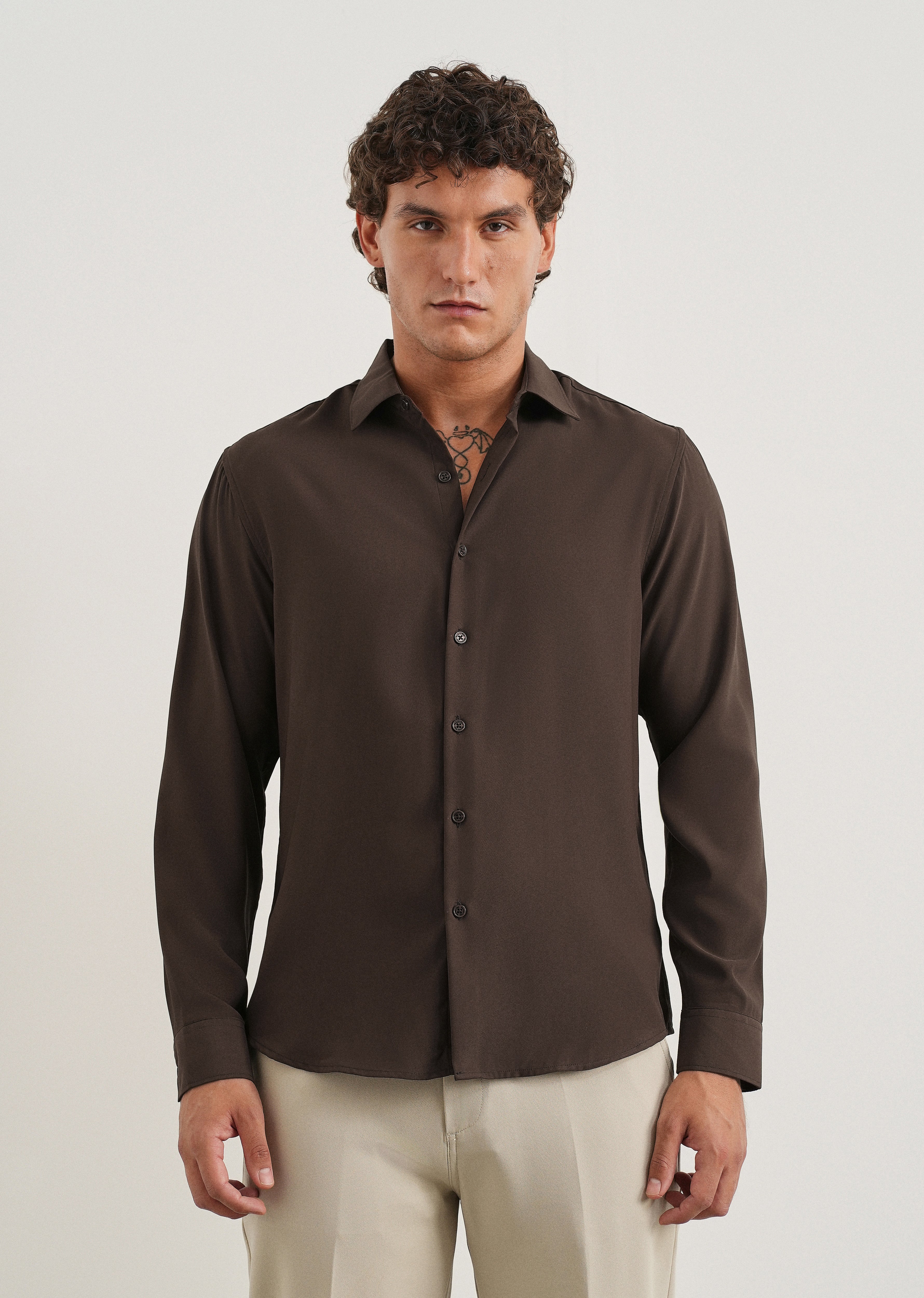 Dark Brown Fluid Soft Shirt