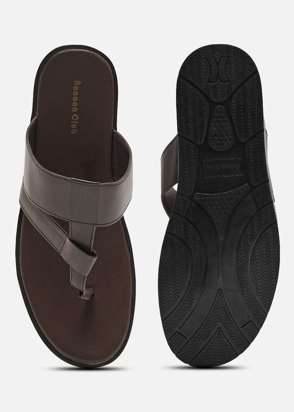 Dark Brown Layered T-strap Sandals