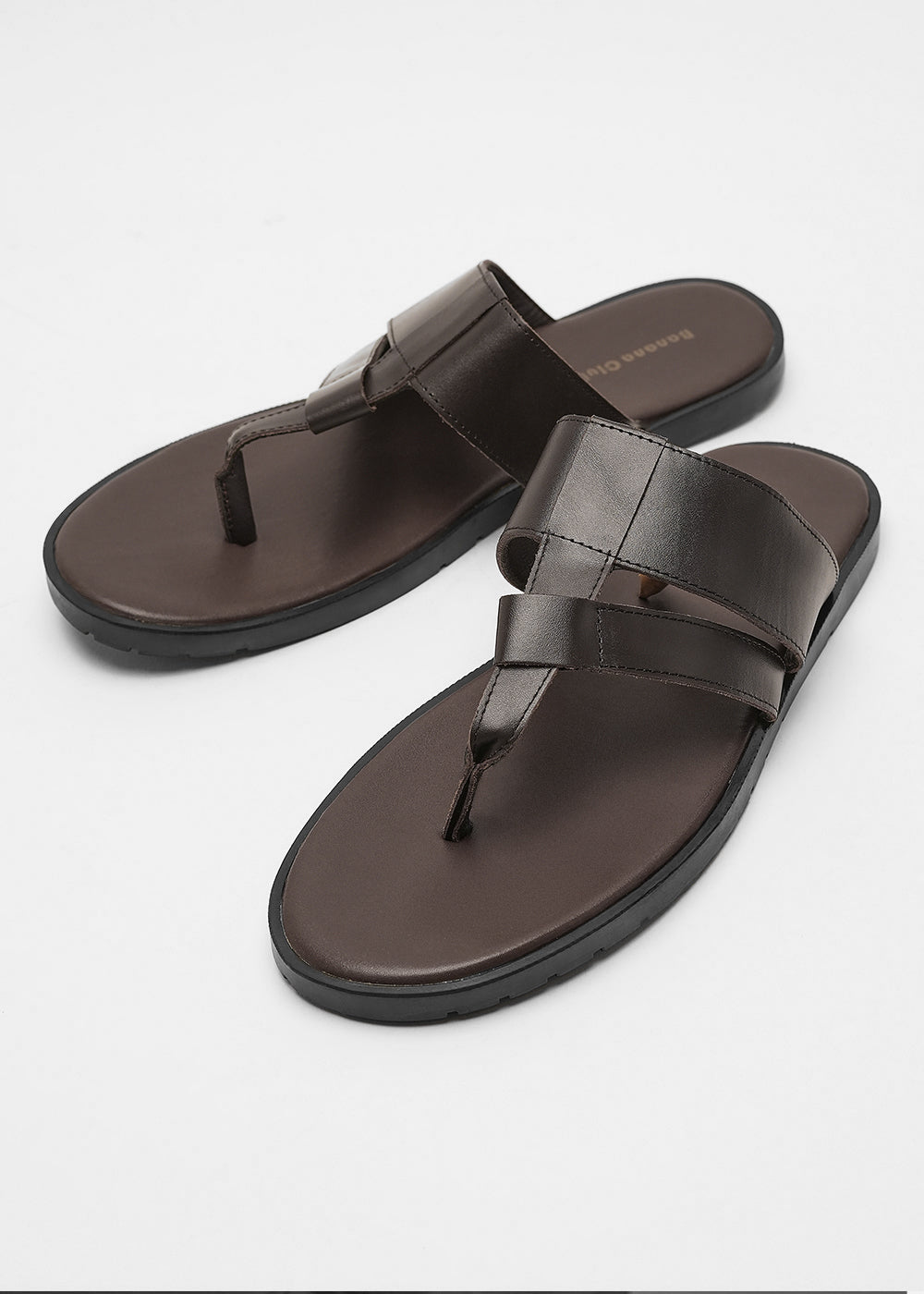Dark Brown Layered T-strap Sandals