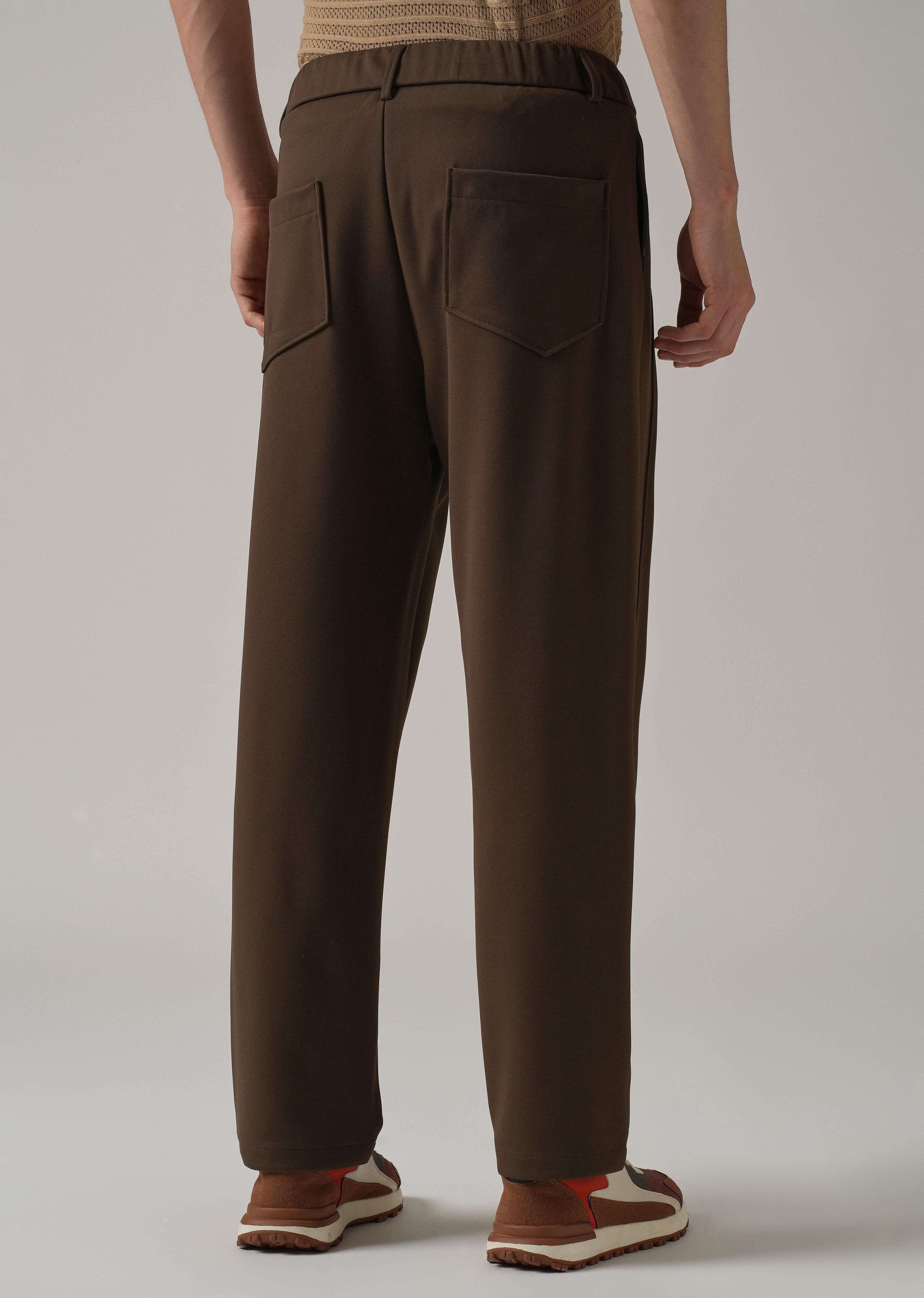 Dark Brown Textured Stretch Pant