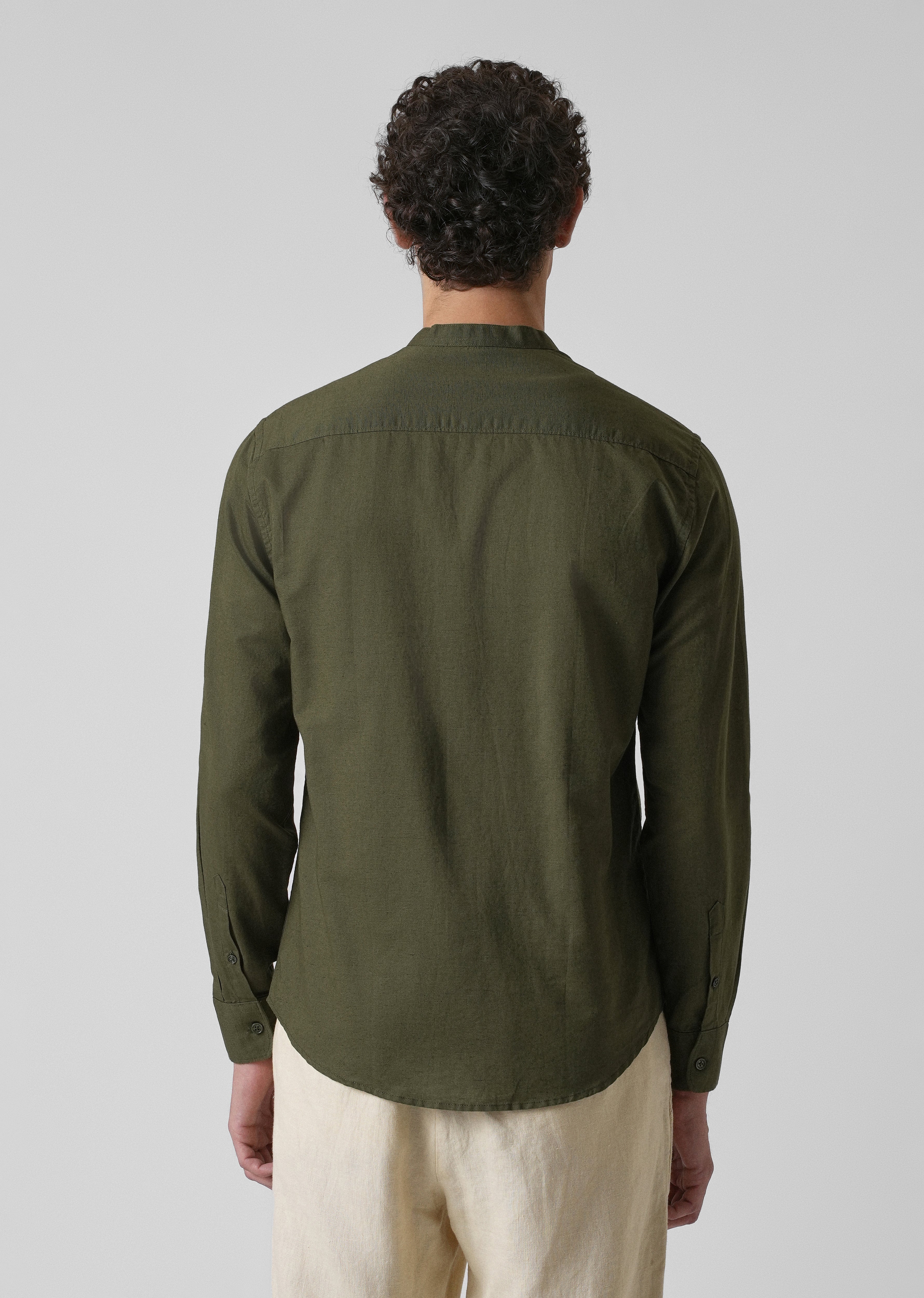Dark Green Cotton Linen Shirt