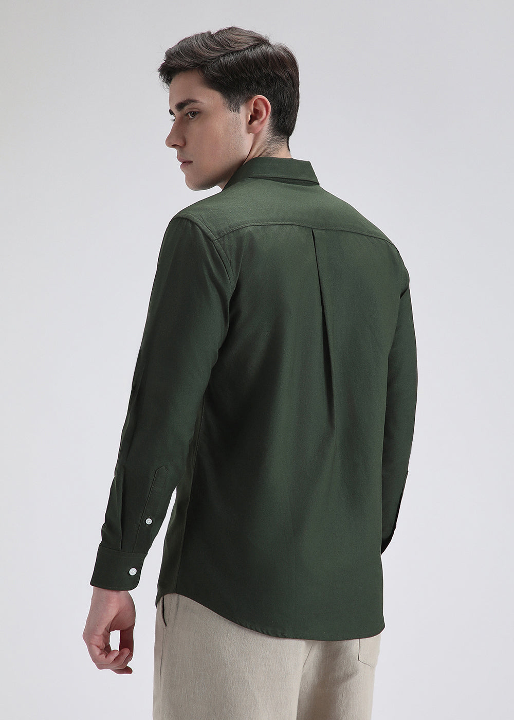 Dark Green Cotton Oxford Shirt