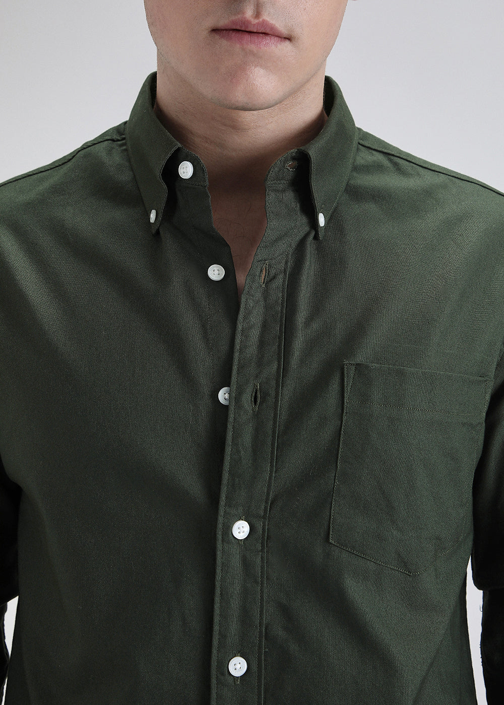 Dark Green Cotton Oxford Shirt