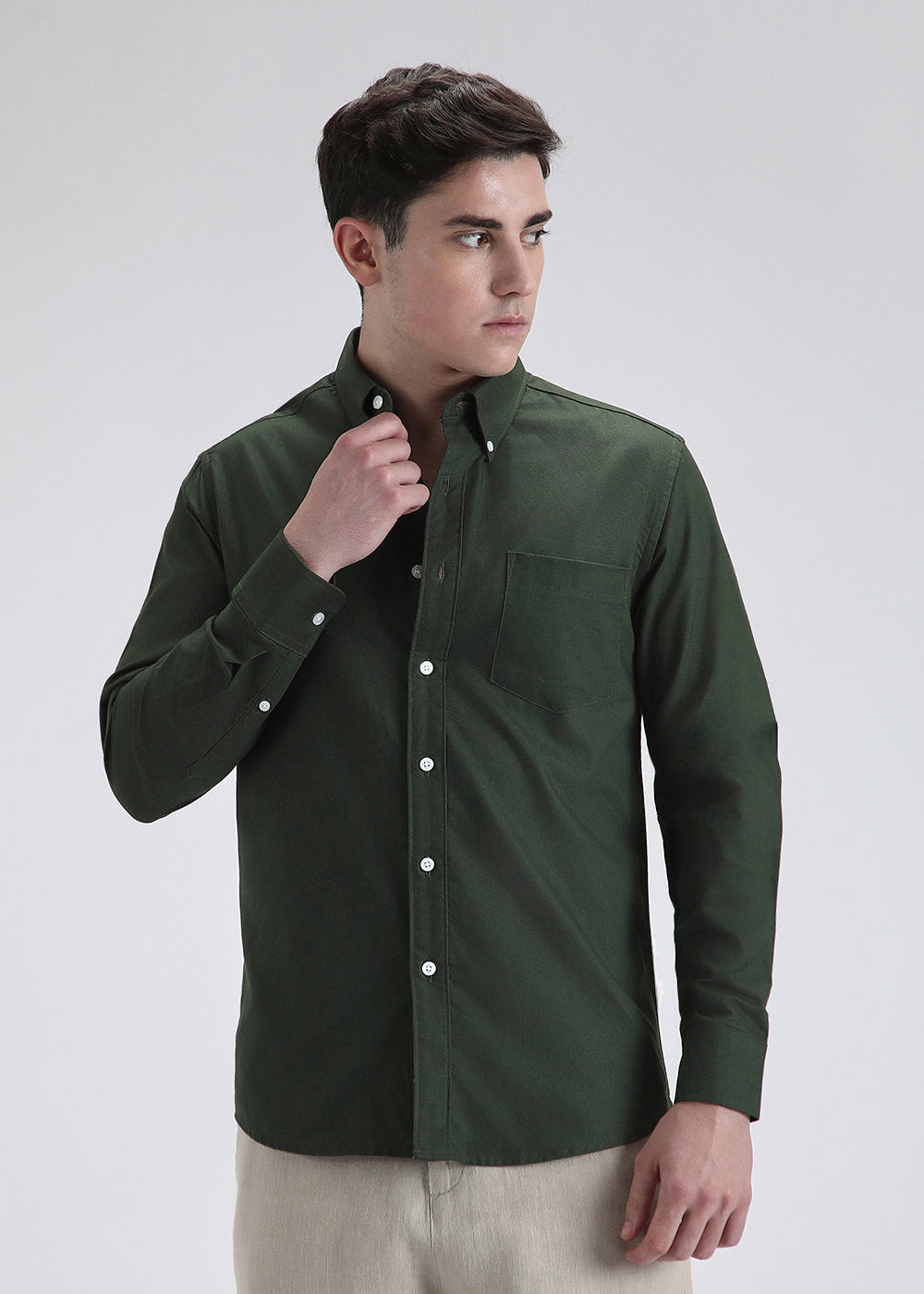Dark Green Cotton Oxford Shirt