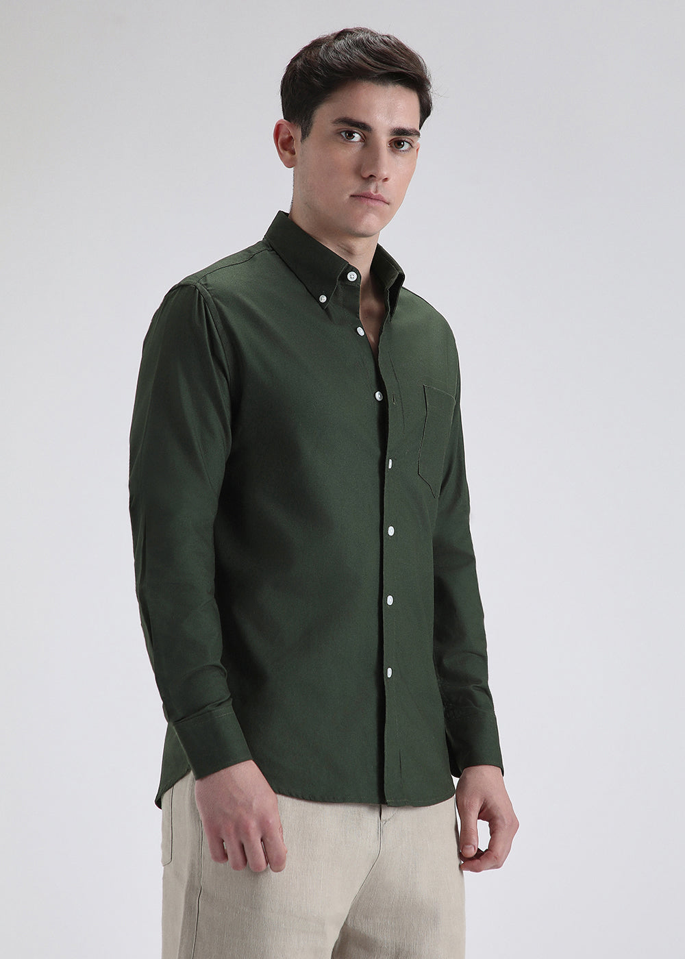 Dark Green Cotton Oxford Shirt