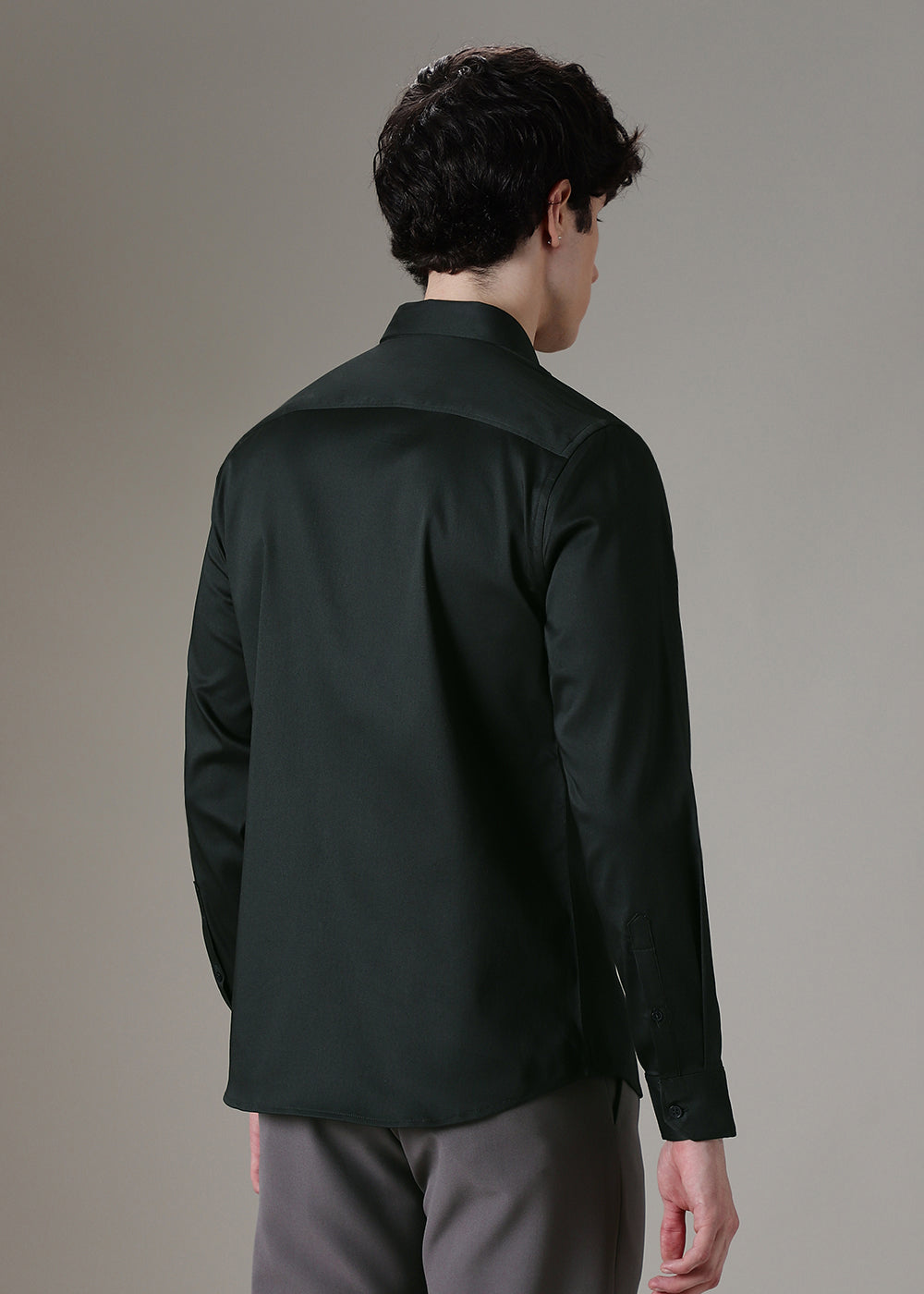 Dark Green Satin Shirt