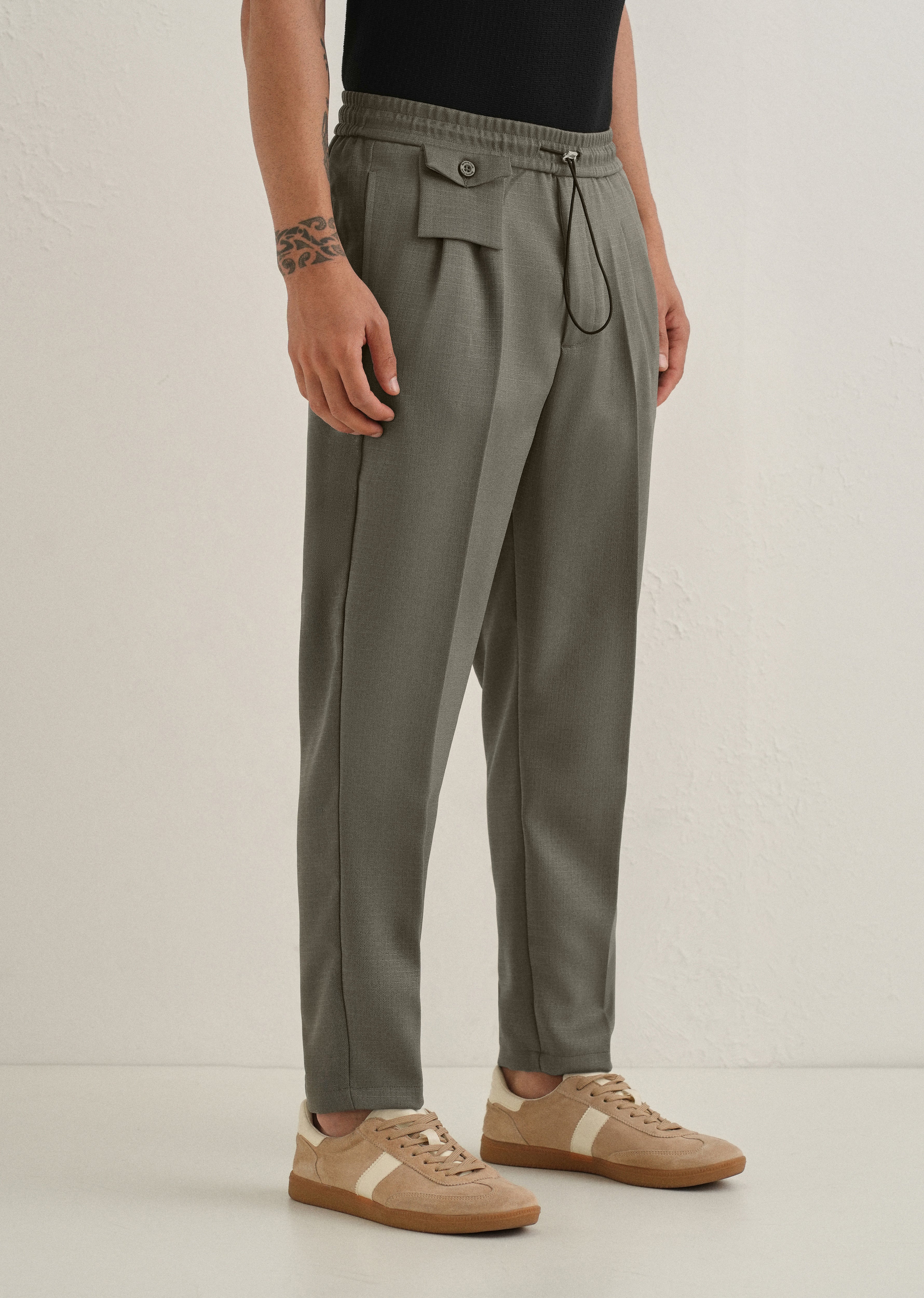 Dark Green Pleated Korean Pant