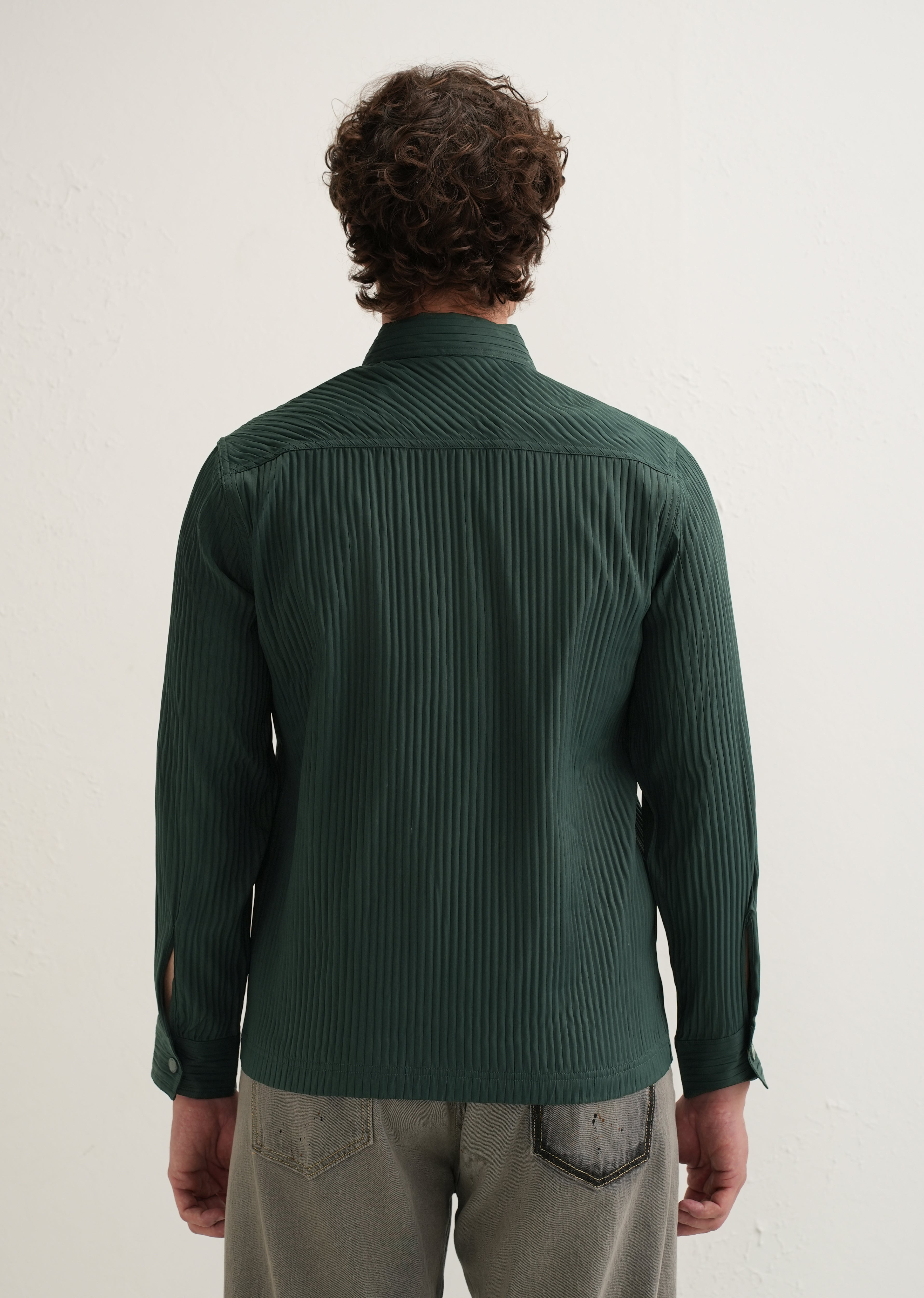 Dark Green Textured Utility Shacket